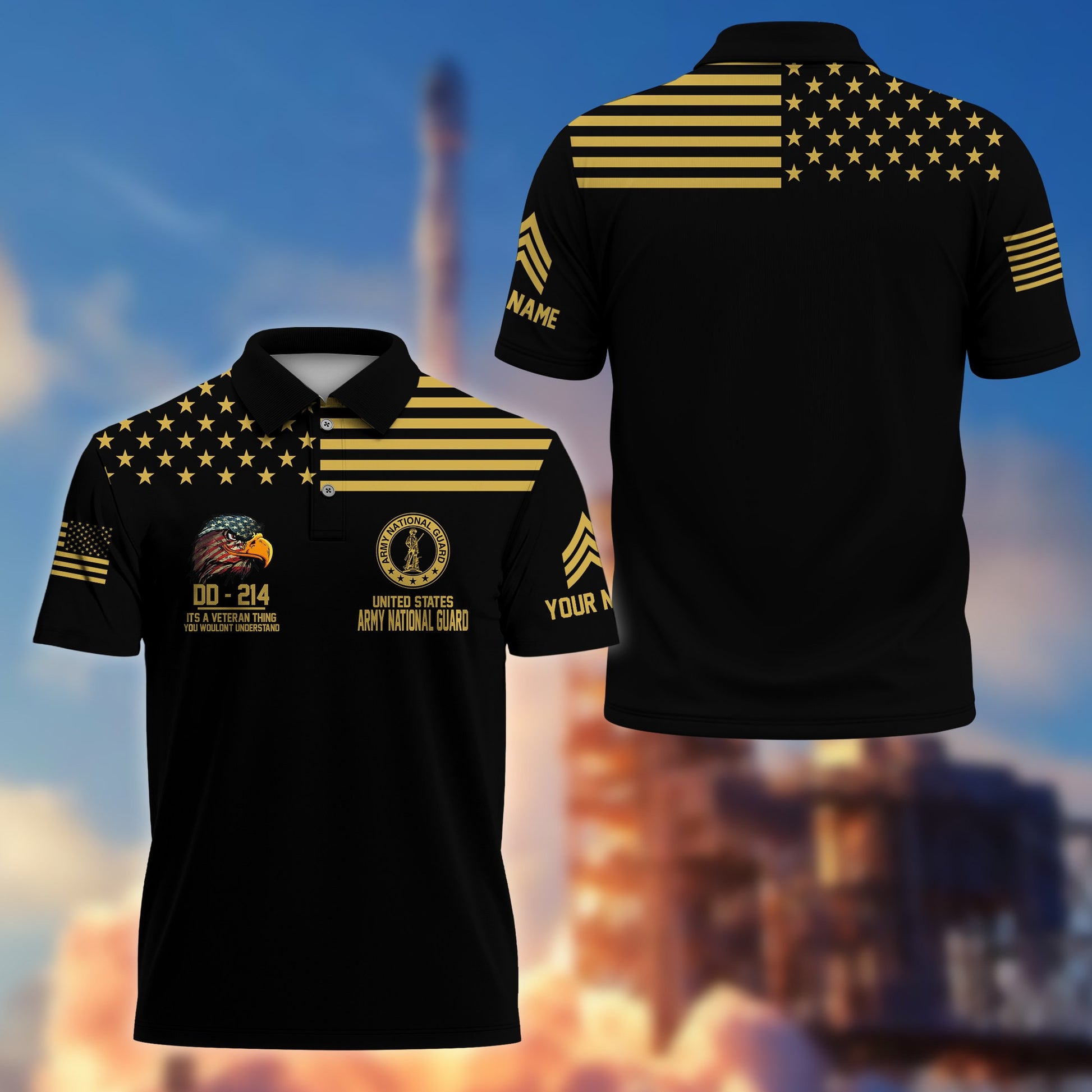 Premium Custom Army National Guard Veteran Polo Shirt VPVC205708, Gifts for Army National Guard Veteran, Gifts For Dad, Gifts On Father's Day, Independence Day, Veterans Day.