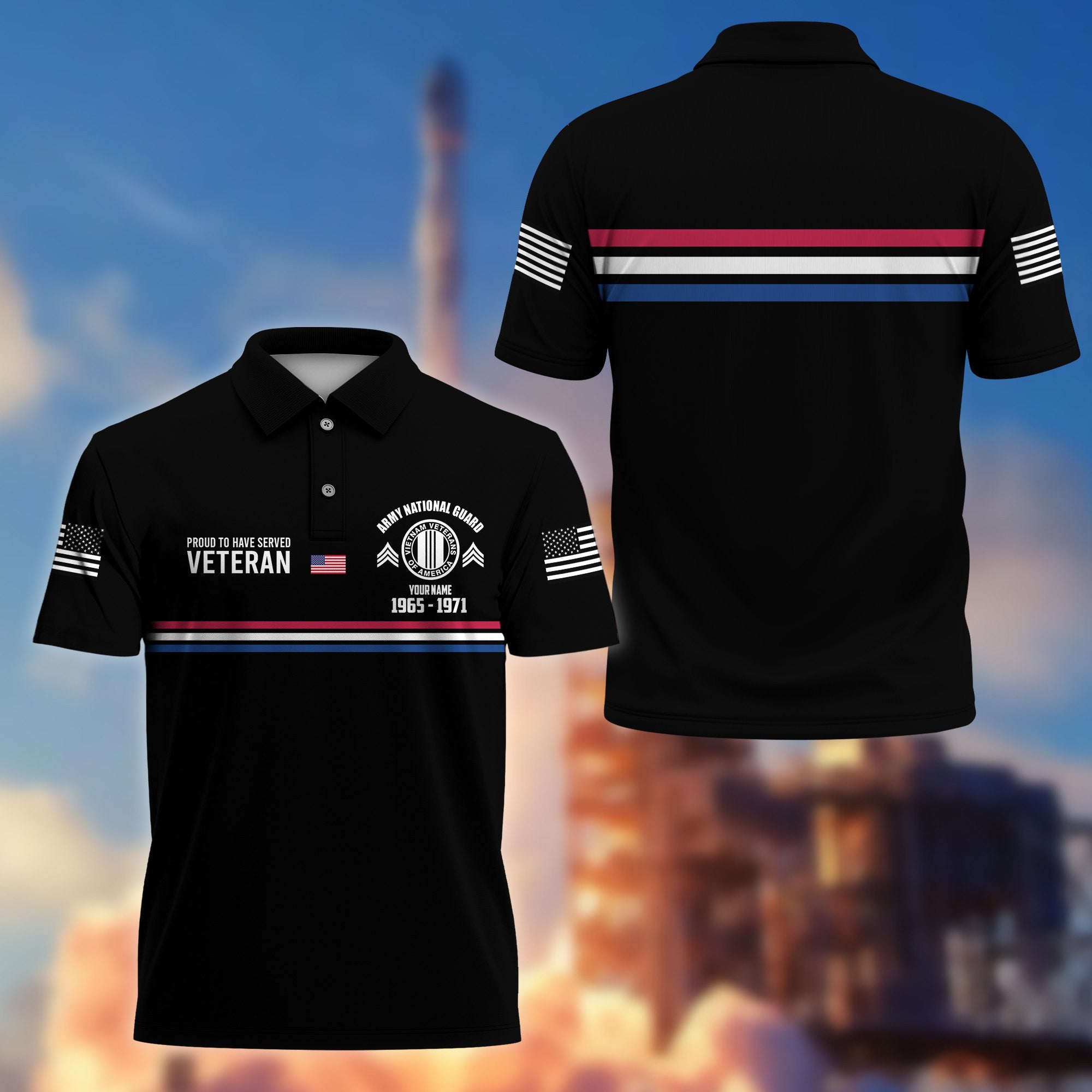 Premium Army National Guard Veteran Polo Shirt VPVC205808, Custom Name, Rank, Year, Gifts for Army National Guard Veteran, Gifts For Dad, Gifts On Father's Day, Independence Day, Veterans Day.