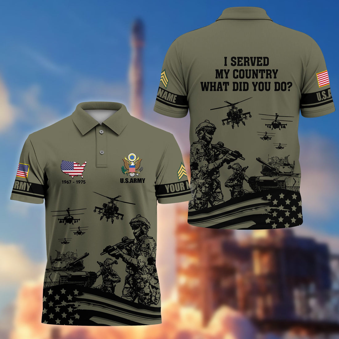 Premium Custom US Army Polo Shirt VPVC205901, Gifts for Army Veteran, Gifts For Dad, Gifts On Father's Day, Independence Day, Veterans Day.