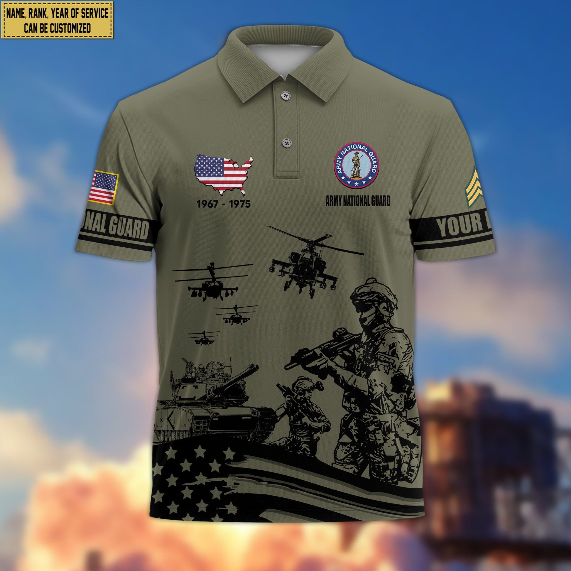 Premium Custom Army National Guard Veteran Polo Shirt VPVC205908, Gifts for Army National Guard Veteran, Gifts For Dad, Gifts On Father's Day, Independence Day, Veterans Day.