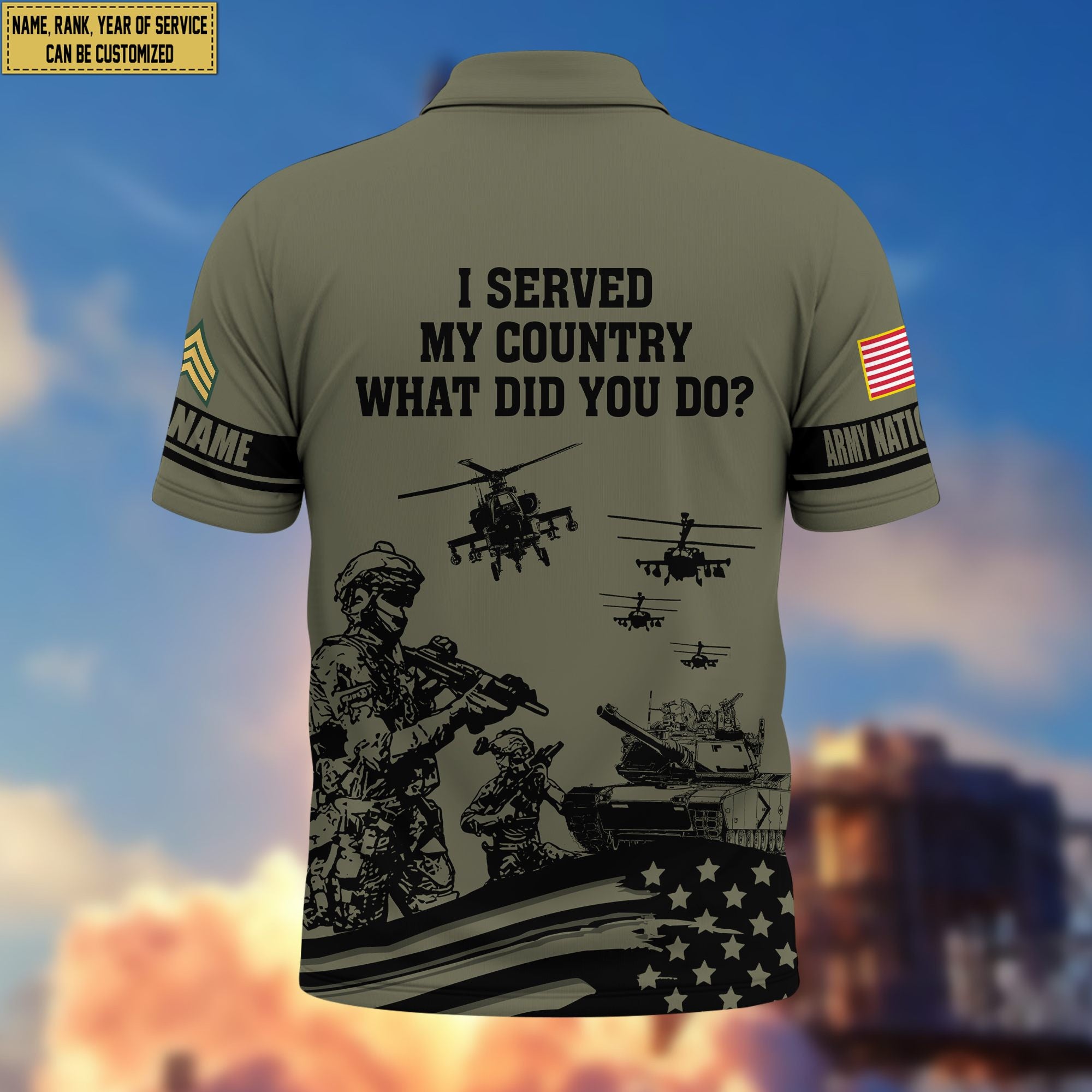 Premium Custom Army National Guard Veteran Polo Shirt VPVC205908, Gifts for Army National Guard Veteran, Gifts For Dad, Gifts On Father's Day, Independence Day, Veterans Day.