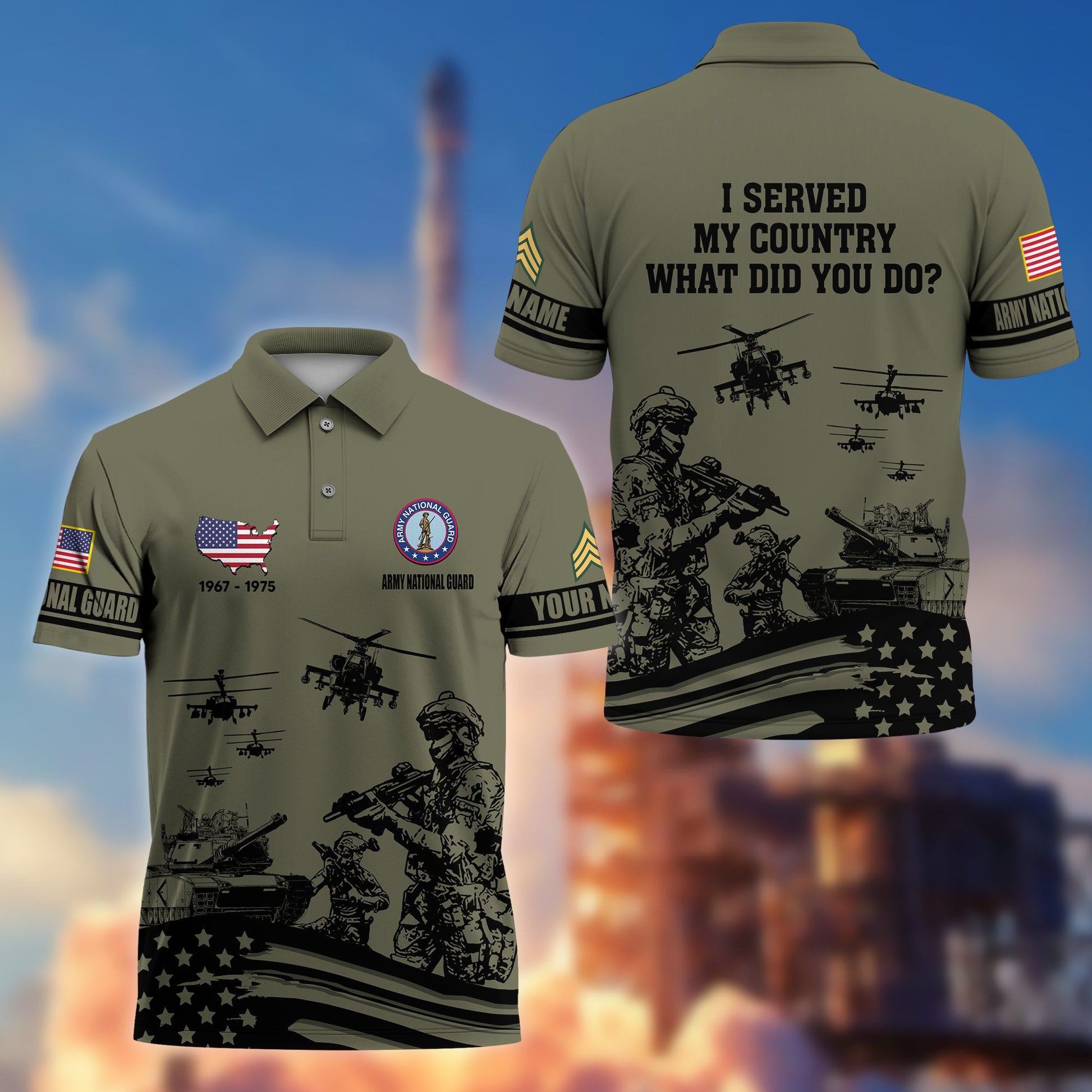 Premium Custom Army National Guard Veteran Polo Shirt VPVC205908, Gifts for Army National Guard Veteran, Gifts For Dad, Gifts On Father's Day, Independence Day, Veterans Day.