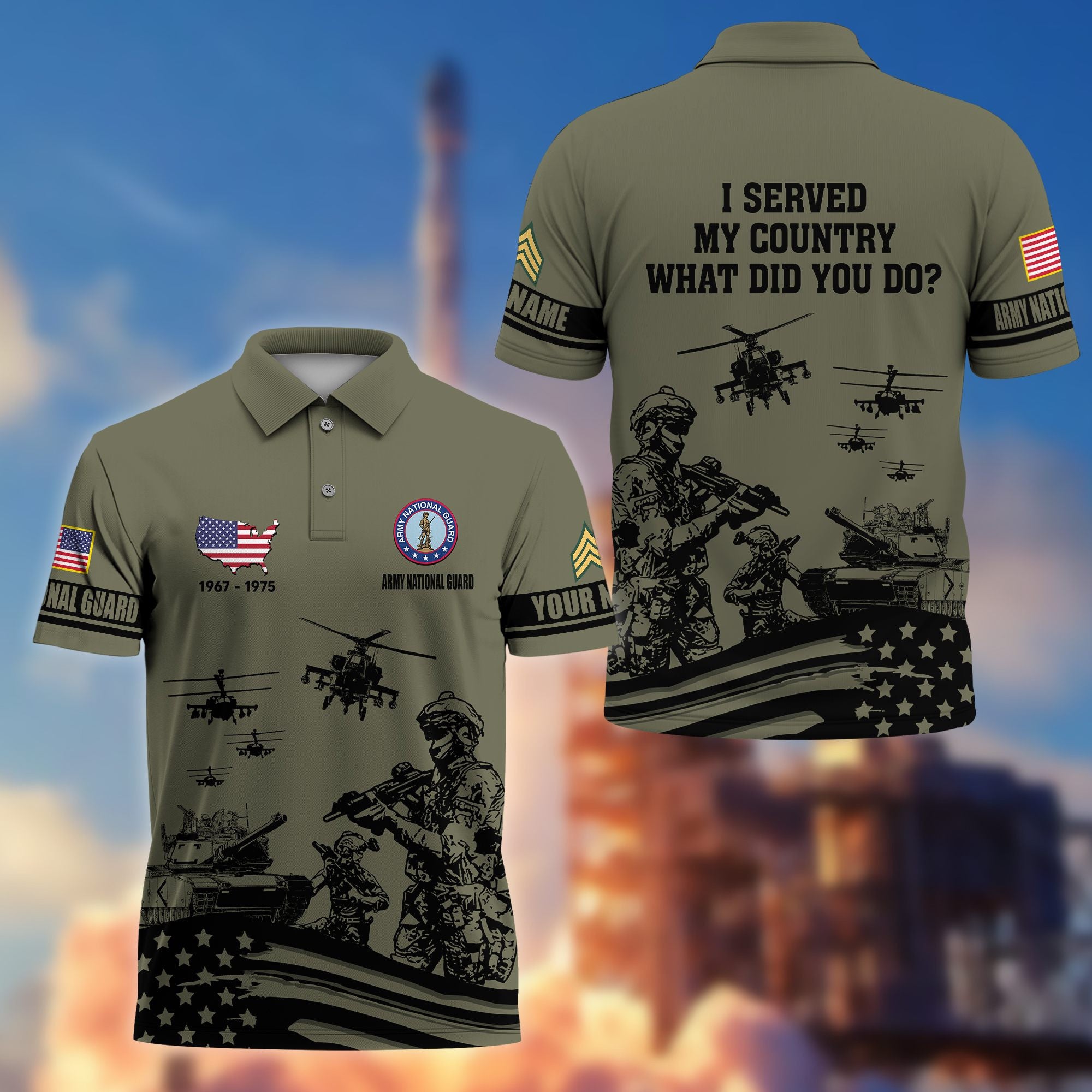 Premium Custom Army National Guard Veteran Polo Shirt VPVC205908, Gifts for Army National Guard Veteran, Gifts For Dad, Gifts On Father's Day, Independence Day, Veterans Day.