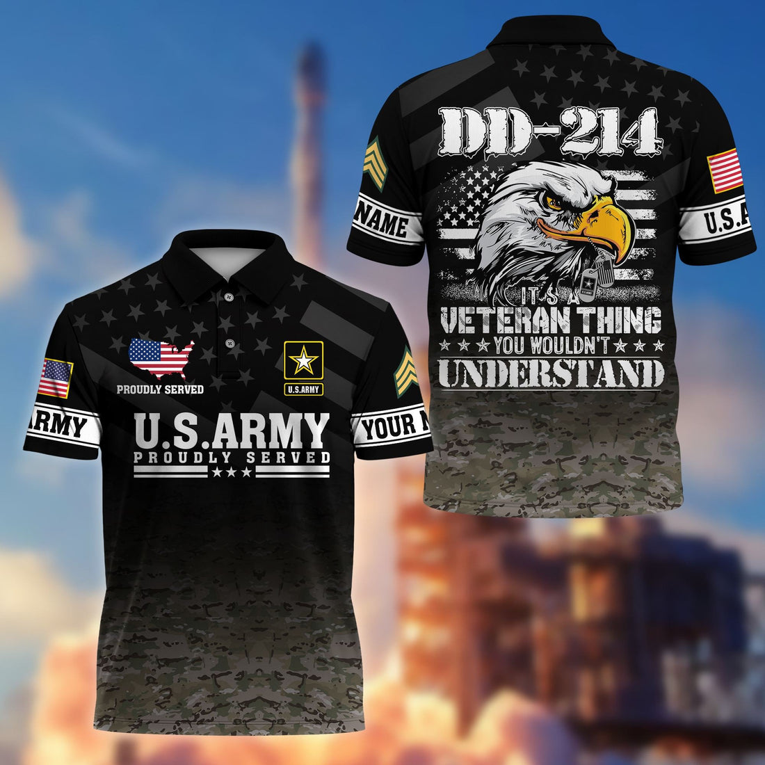 Premium Custom US Army Polo Shirt VPVC206001, Gifts for Army Veteran, Gifts For Dad, Gifts On Father's Day, Independence Day, Veterans Day.
