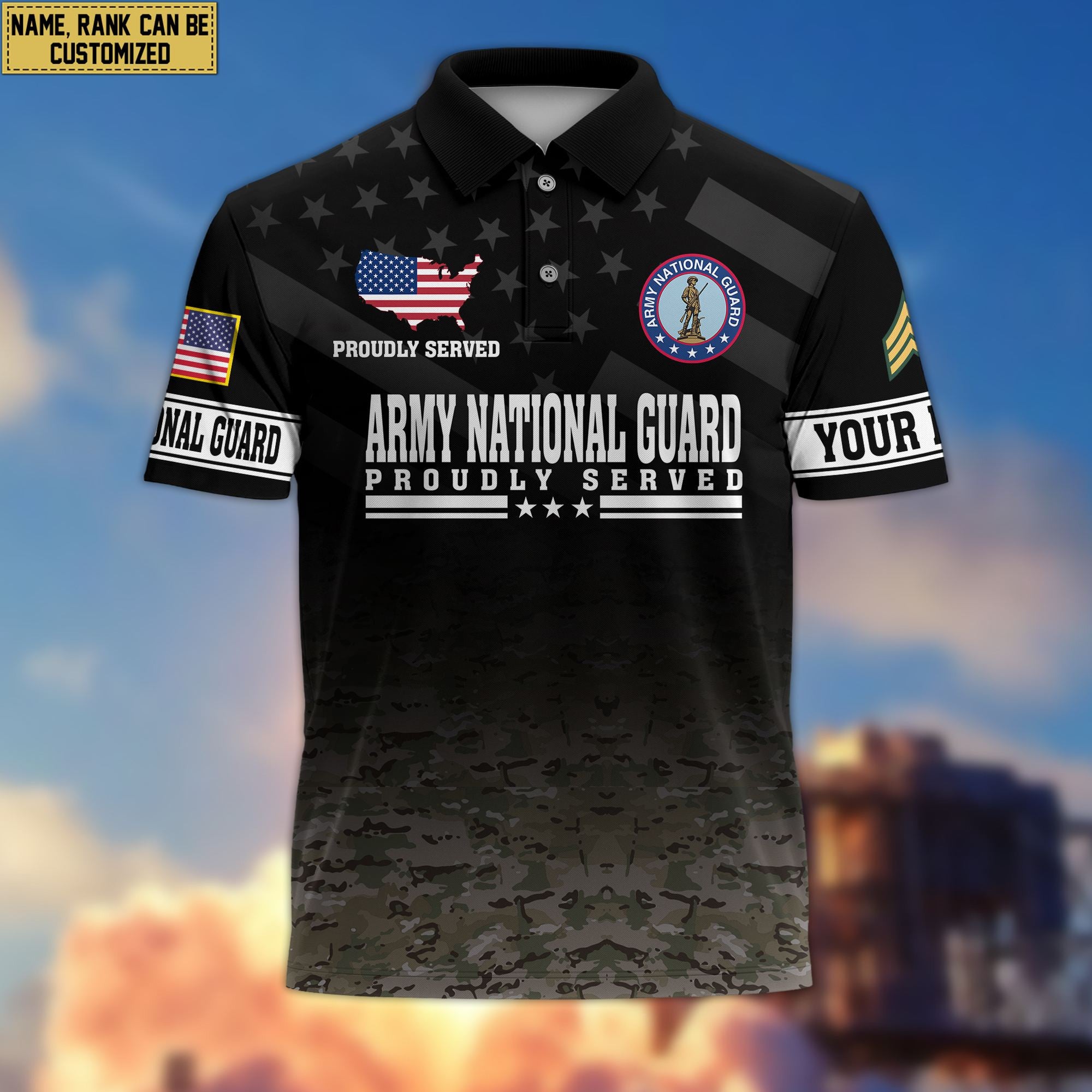 Premium Custom Army National Guard Veteran Polo Shirt VPVC206008, Gifts for Army National Guard Veteran, Gifts For Dad, Gifts On Father's Day, Independence Day, Veterans Day.