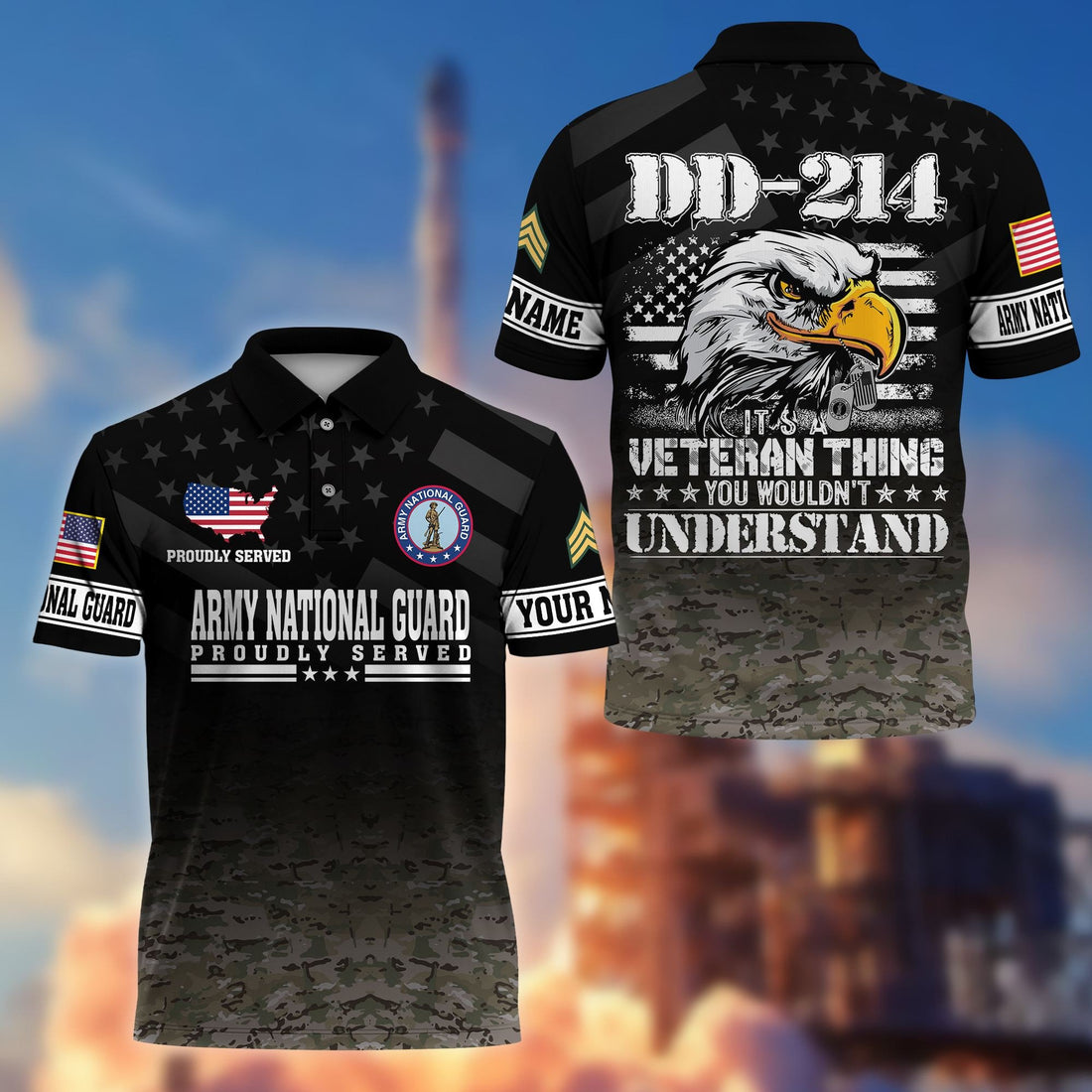 Premium Custom Army National Guard Veteran Polo Shirt VPVC206008, Gifts for Army National Guard Veteran, Gifts For Dad, Gifts On Father's Day, Independence Day, Veterans Day.