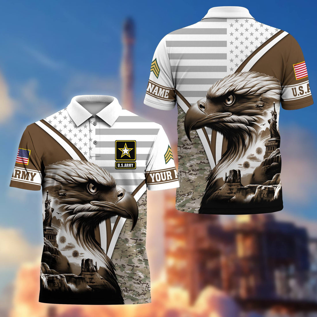 Premium Custom US Army Polo Shirt VPVC206101, Gifts for Army Veteran, Gifts For Dad, Gifts On Father's Day, Independence Day, Veterans Day.