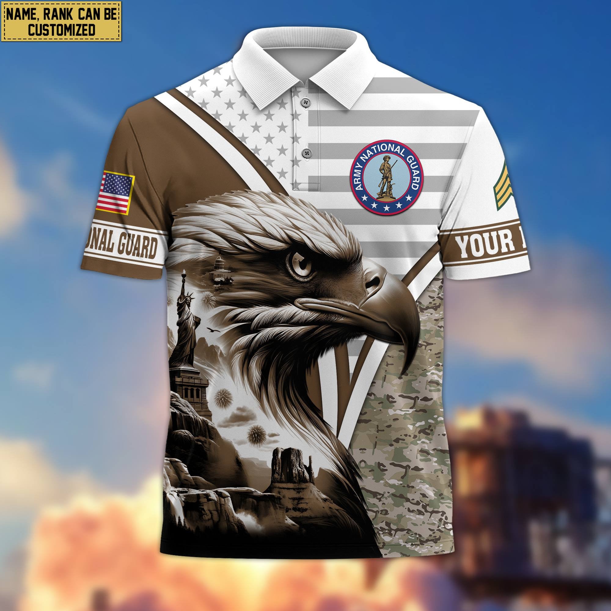 Premium Custom Army National Guard Veteran Polo Shirt VPVC206108, Gifts for Army National Guard Veteran, Gifts For Dad, Gifts On Father's Day, Independence Day, Veterans Day.