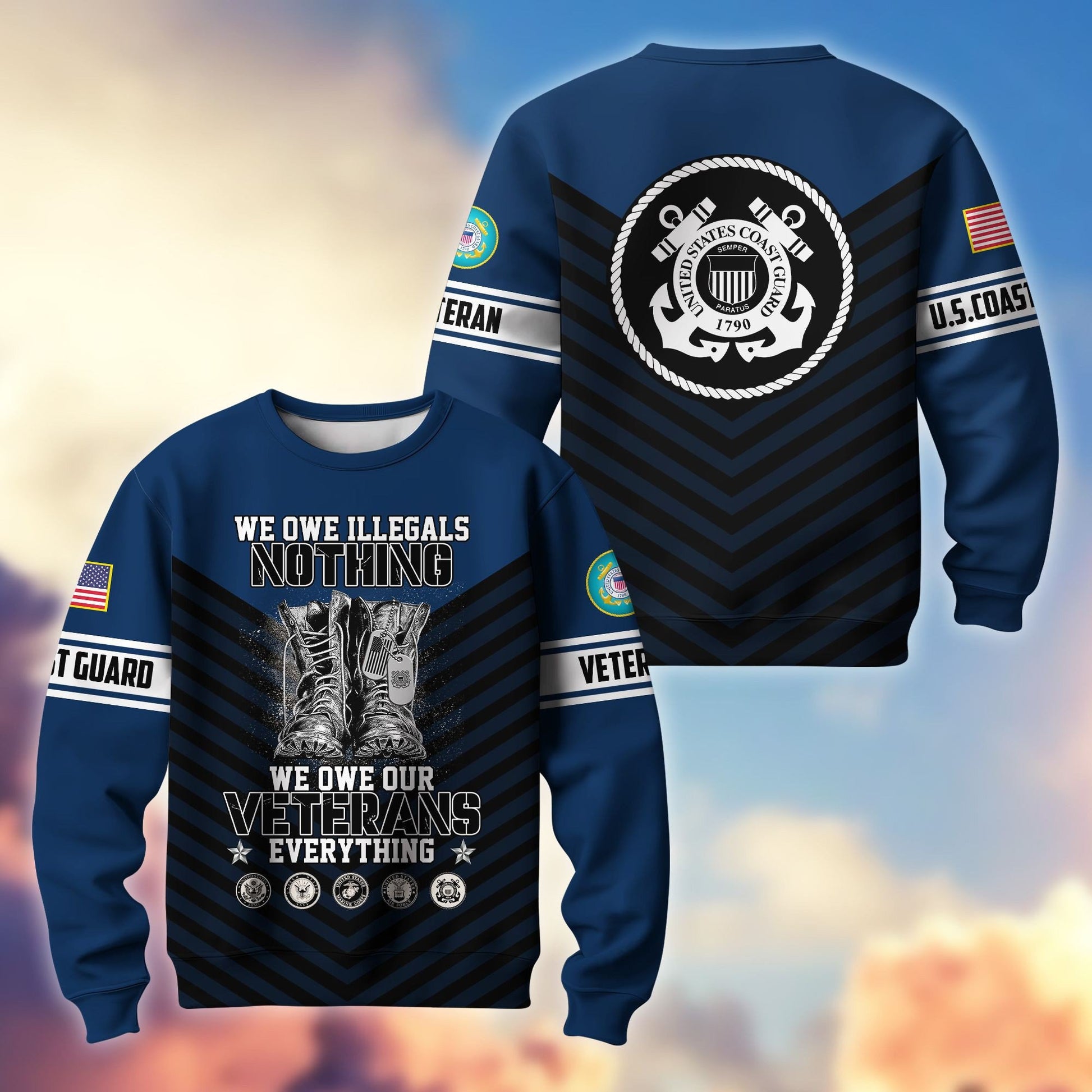 Premium US Veterans Sweatshirt BPHN170112, We Owe Our Veterans Everything, Gifts For US Veterans, Gifts On Father's Day, Memorial Day, Independence Day, Veterans Day.