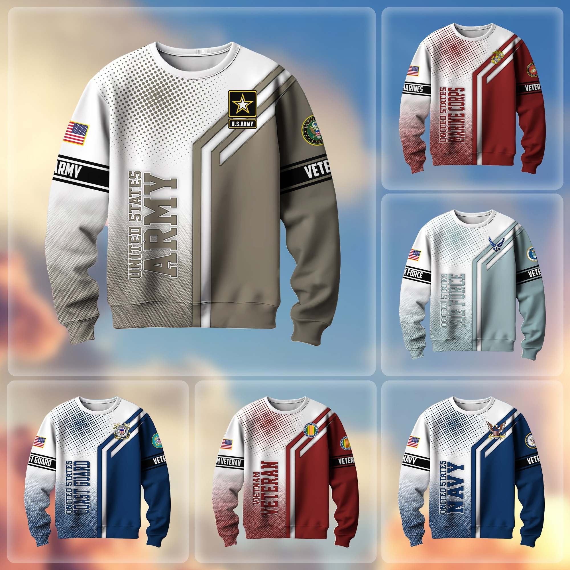 Premium US Veterans Sweatshirt APHN101211, Gifts For US Veterans, Gifts On Father's Day, Armed Forces Day, Independence Day, Veterans Day.