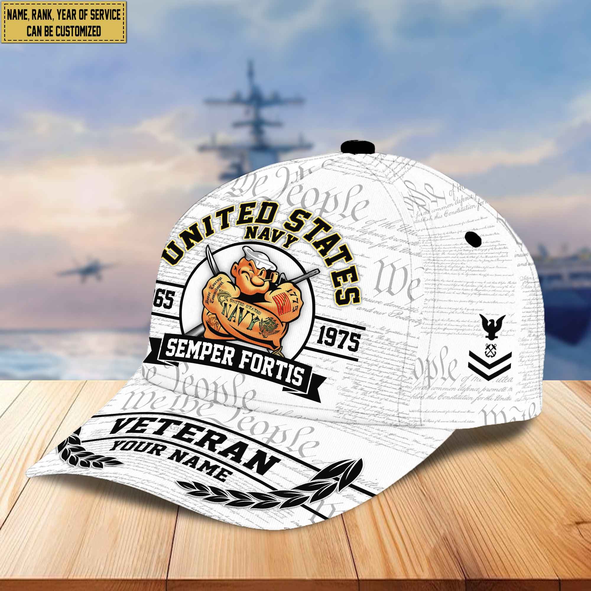 Premium US Navy Veteran Custom Cap VPVC005602, Gifts For Navy Veteran, Best Gifts On Independence Day, Veterans Day.