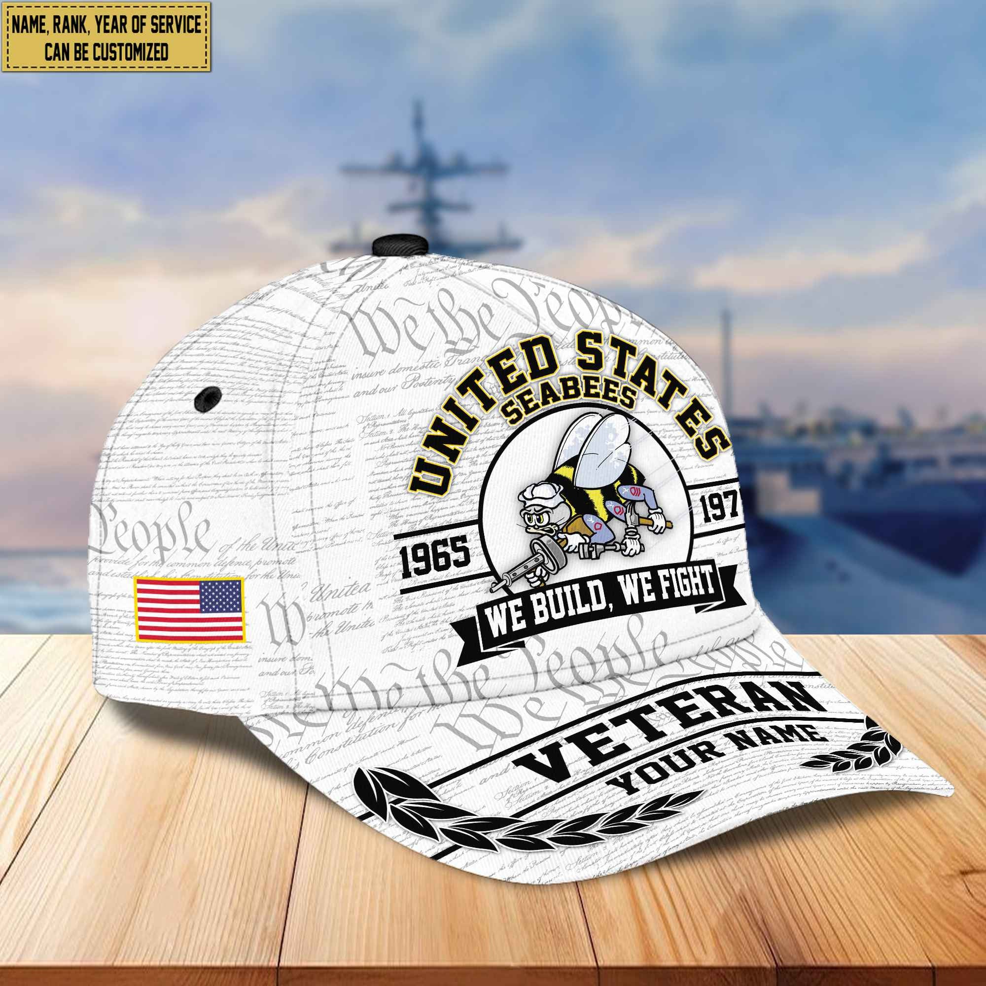 Premium US Seabees Veteran Custom Cap VPVC005609, Gifts For Seabees Veteran, Best Gifts On Independence Day, Veterans Day.