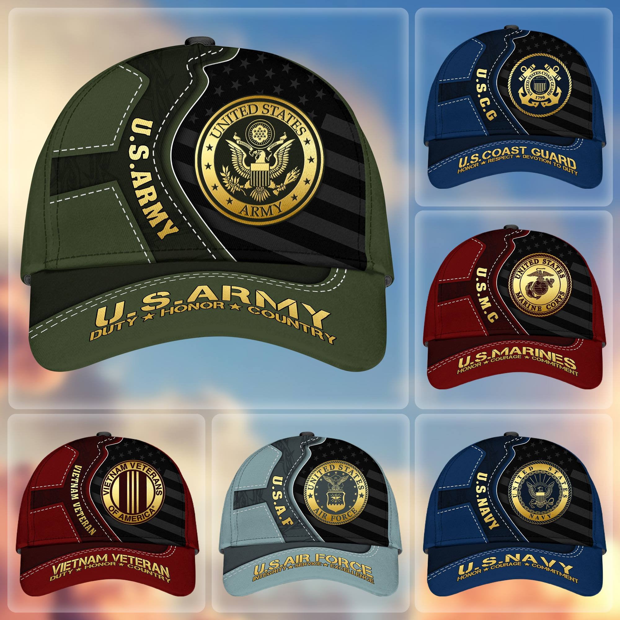 Premium US Veterans Cap BPHN040211, Gifts For US Veterans, Gifts On Father's Day, Armed Forces Day, Independence Day, Veterans Day.