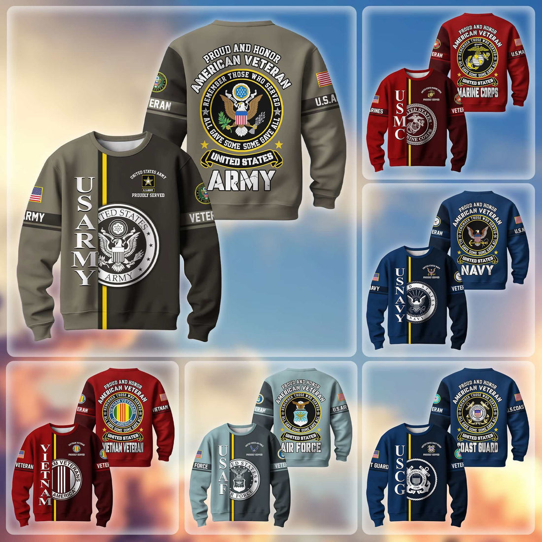 Premium US Veterans Sweatshirt BPHN140211, Gifts For US Veterans, Gifts On Father's Day, Memorial Day, Independence Day, Veterans Day.