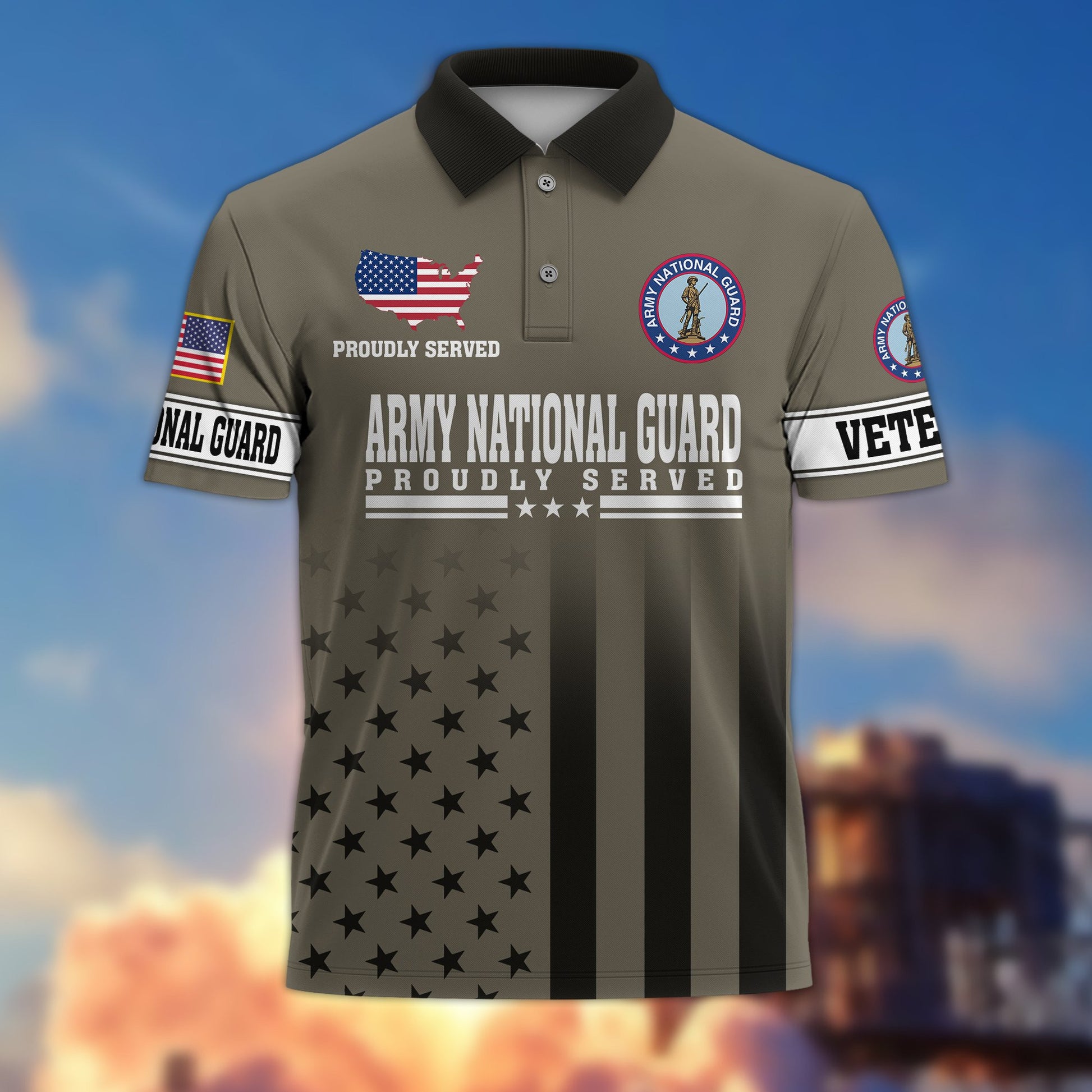 Premium Army National Guard Polo Shirt VPVC206408, Gifts for Army National Guard Veteran, Gifts For Dad, Gifts On Father's Day, Independence Day, Veterans Day.