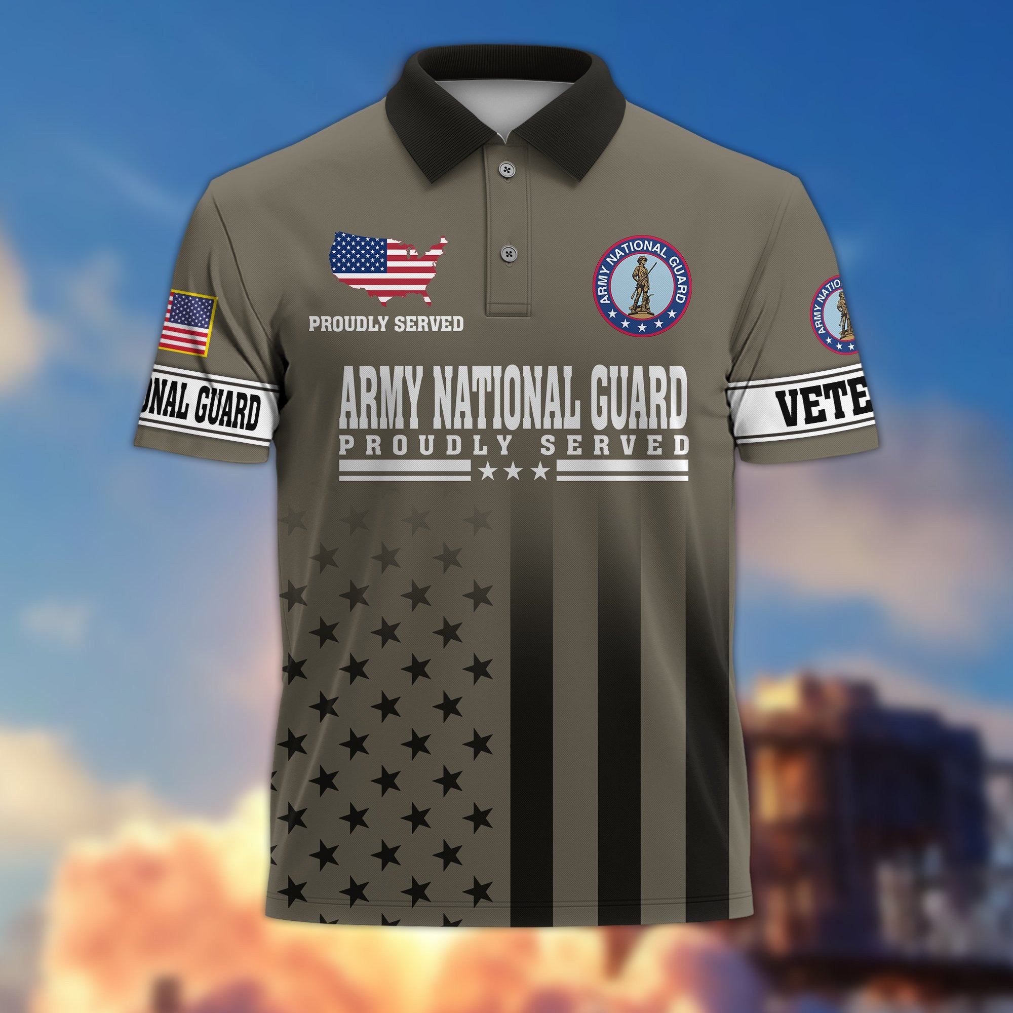 Premium Army National Guard Polo Shirt VPVC206408, Gifts for Army National Guard Veteran, Gifts For Dad, Gifts On Father's Day, Independence Day, Veterans Day.
