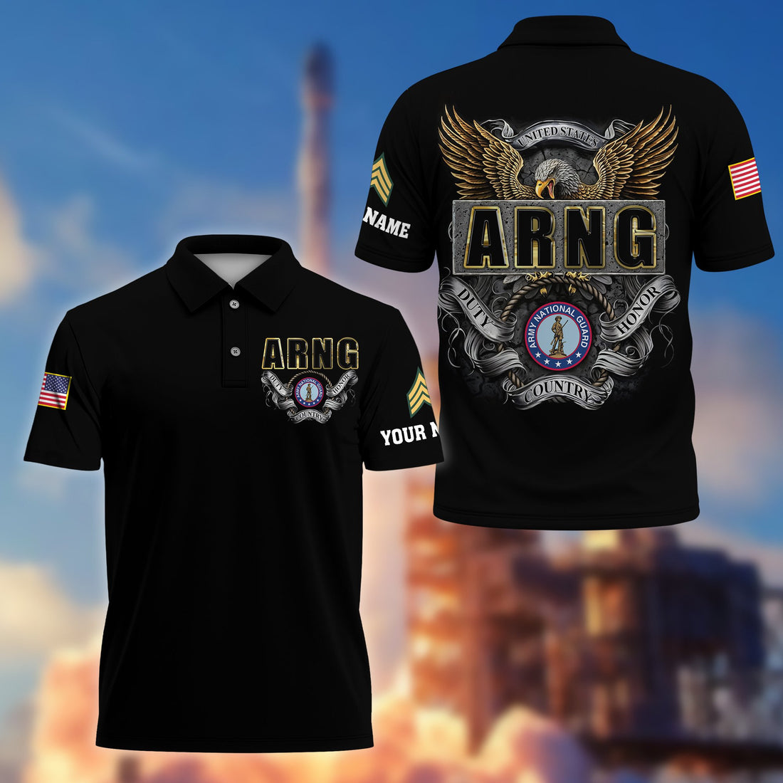 Premium Custom Army National Guard Veteran Polo Shirt VPVC206808, Gifts for Army National Guard Veteran, Gifts For Dad, Gifts On Father's Day, Independence Day, Veterans Day.