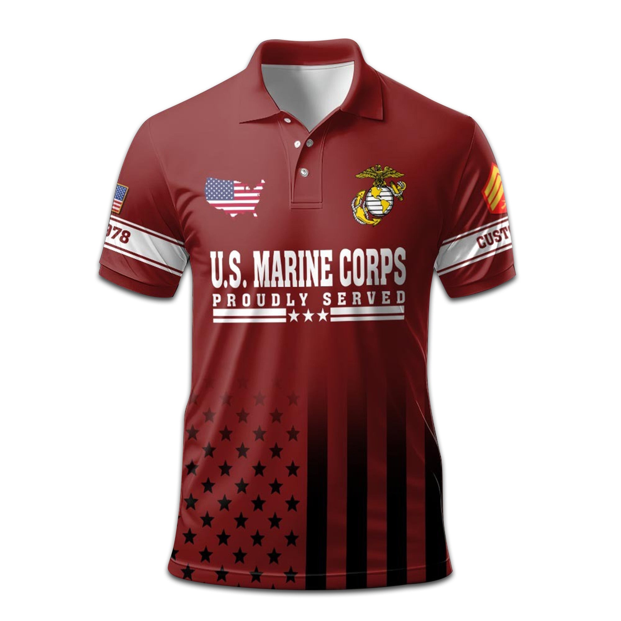 Premium Custom Name, Rank, Year USMC Polo Shirt VPVC207703, Gifts for Marine Veteran, Gifts For Dad, Gifts On Father's Day, Independence Day, Veterans Day.