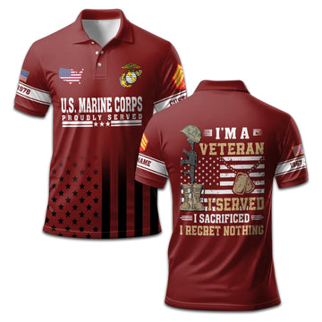 Premium Custom Name, Rank, Year USMC Polo Shirt VPVC207703, Gifts for Marine Veteran, Gifts For Dad, Gifts On Father's Day, Independence Day, Veterans Day.