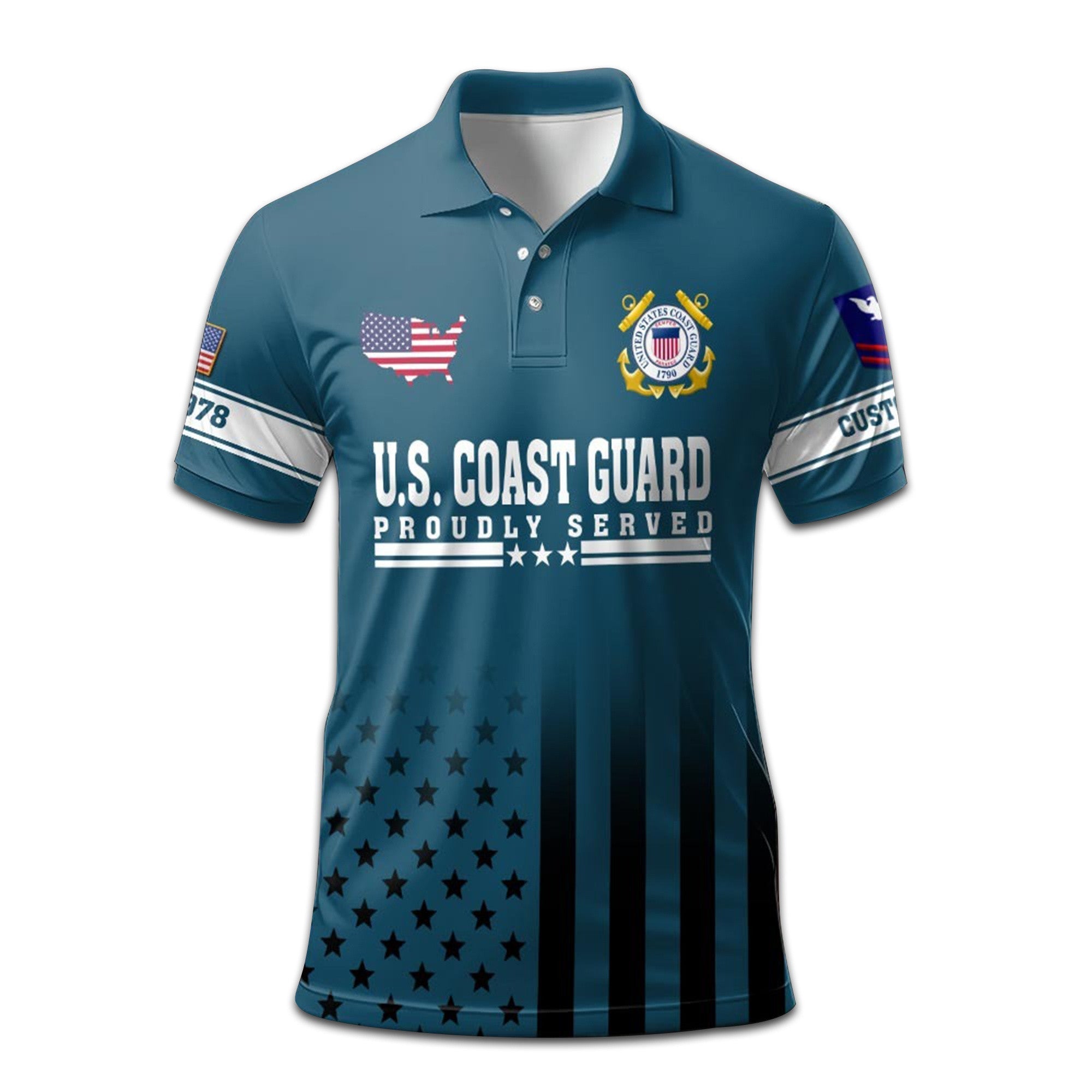 Premium Custom Name, Rank, Year USCG Polo Shirt VPVC207705, Gifts for Coast Guard Veteran, Gifts For Dad, Gifts On Father's Day, Independence Day, Veterans Day.