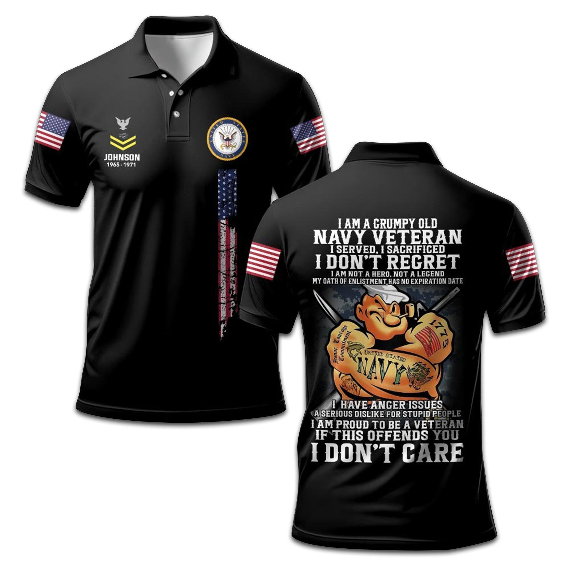 Premium Custom Name, Rank, Year US Navy Polo Shirt VPVC207802, Gifts for Navy Veteran, Gifts For Dad, Gifts On Father's Day, Independence Day, Veterans Day.