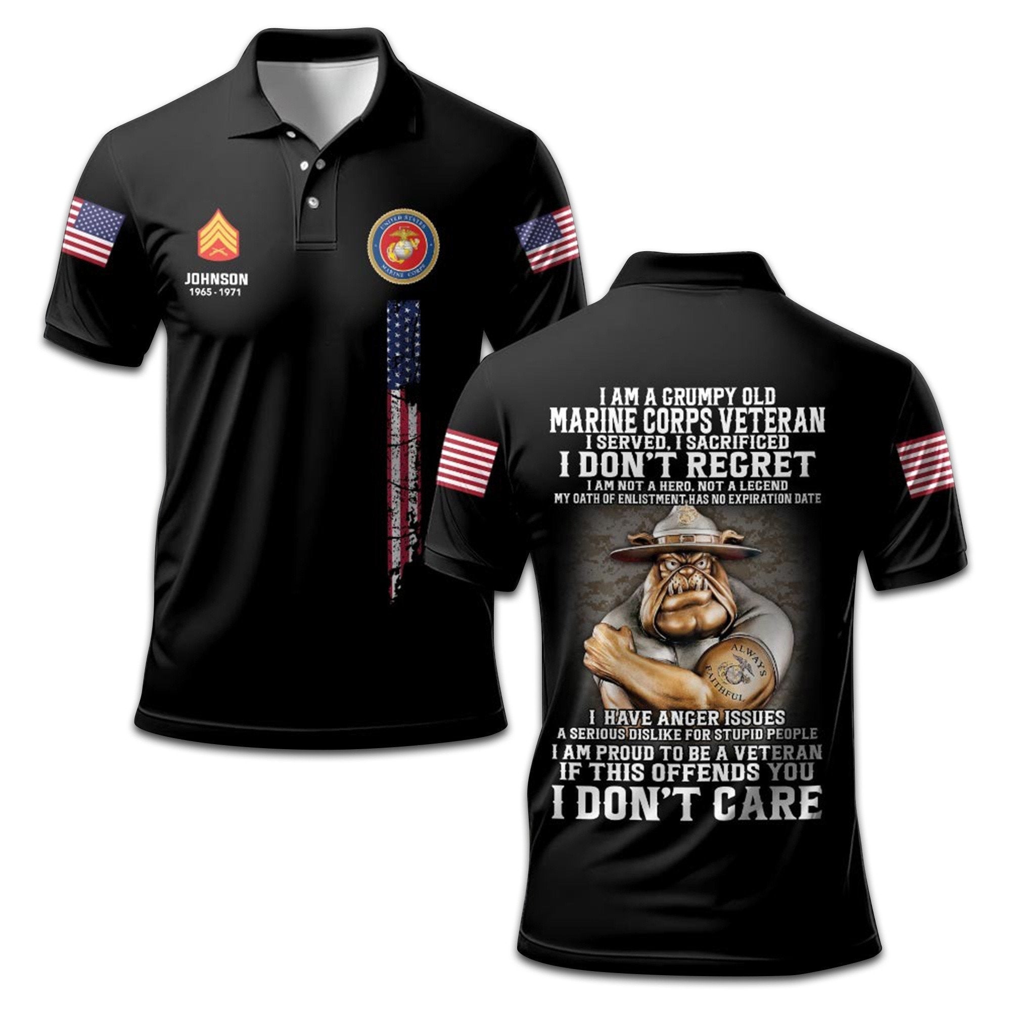 Premium Custom Name, Rank, Year USMC Polo Shirt VPVC207803, Gifts for Marine Veteran, Gifts For Dad, Gifts On Father's Day, Independence Day, Veterans Day.