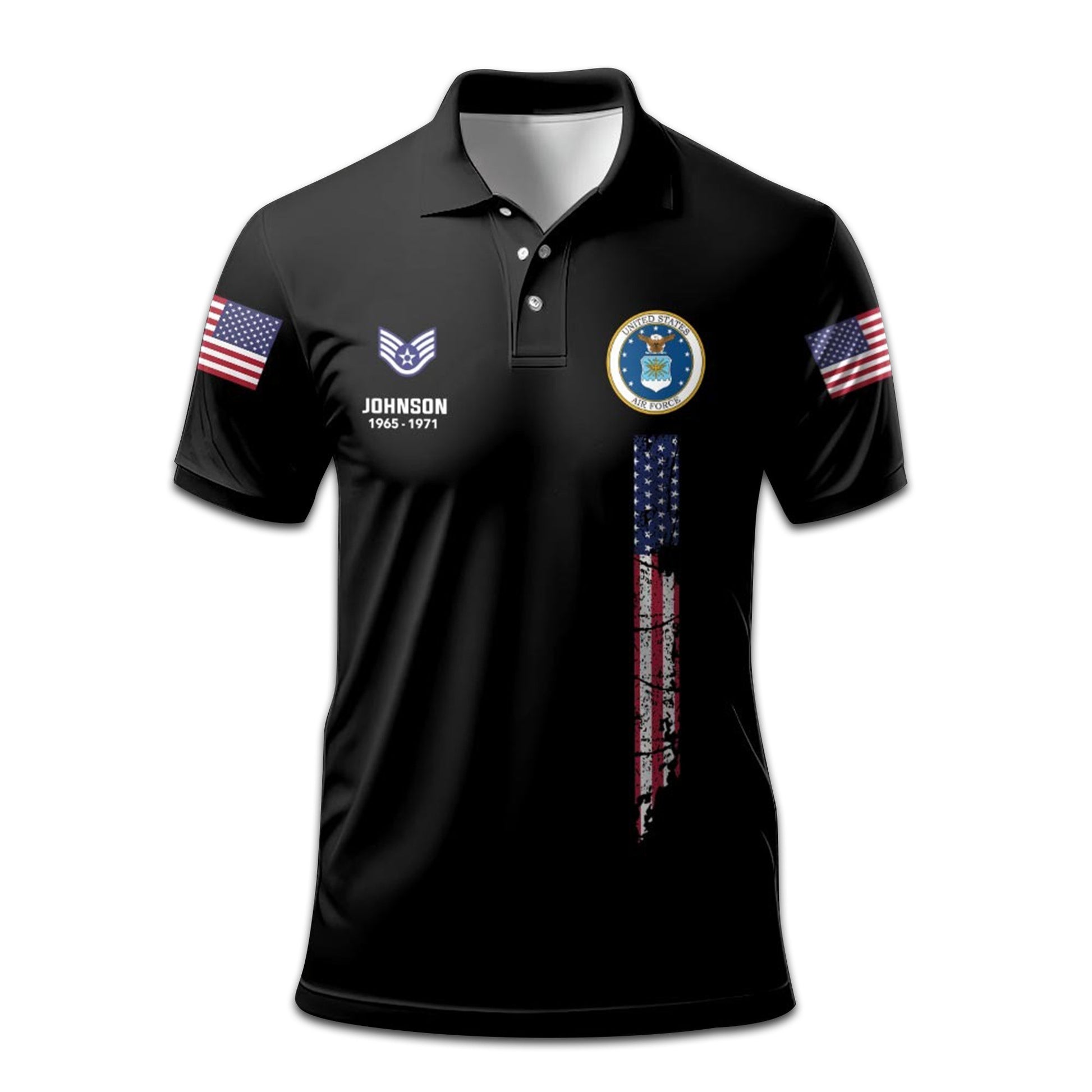 Premium Custom Name, Rank, Year USAF Polo Shirt VPVC207804, Gifts for Air Force Veteran, Gifts For Dad, Gifts On Father's Day, Independence Day, Veterans Day.