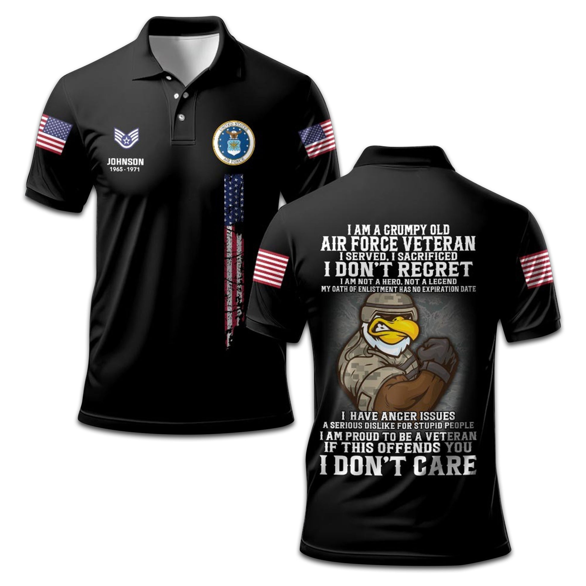Premium Custom Name, Rank, Year USAF Polo Shirt VPVC207804, Gifts for Air Force Veteran, Gifts For Dad, Gifts On Father's Day, Independence Day, Veterans Day.