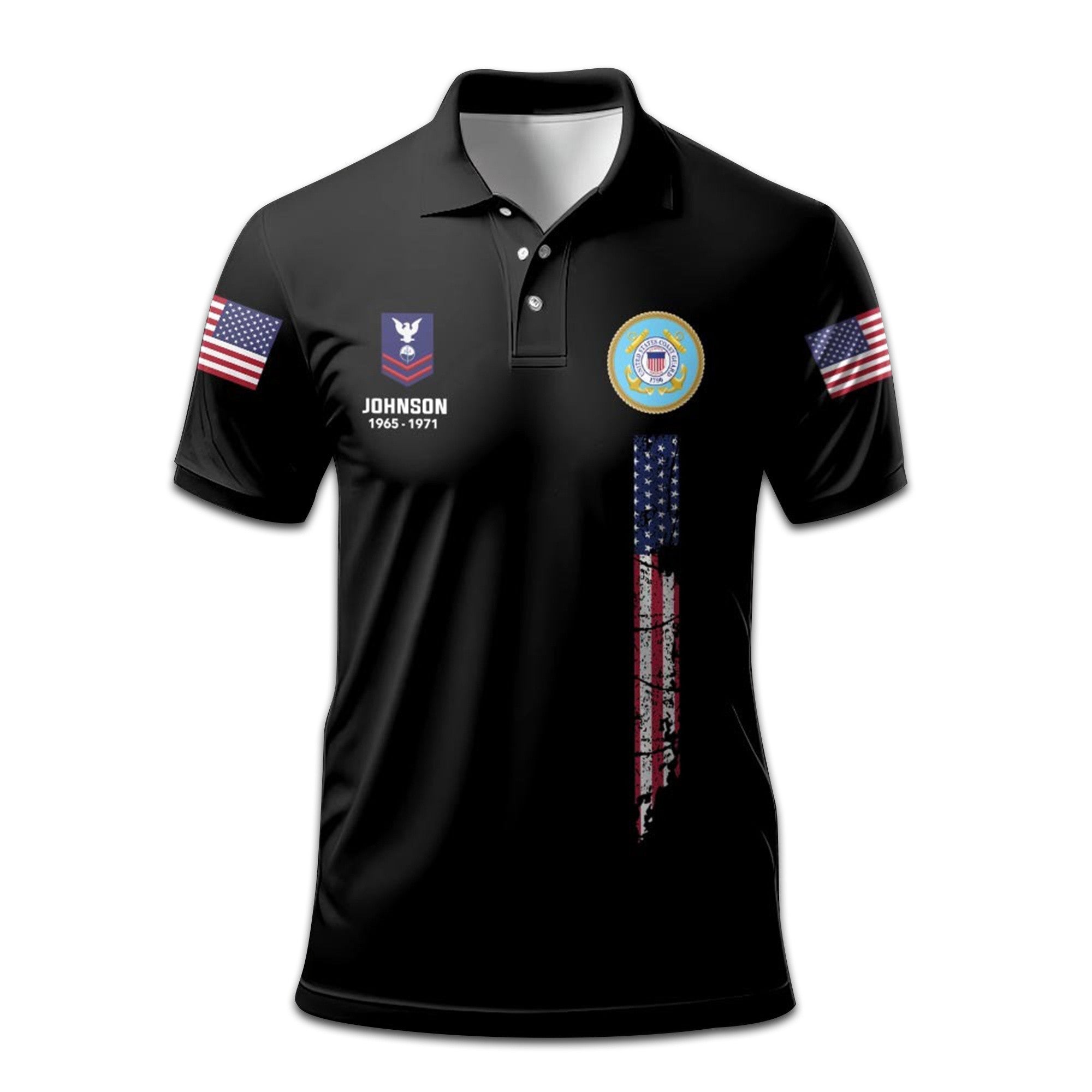 Premium Custom Name, Rank, Year USCG Polo Shirt VPVC207805, Gifts for Coast Guard Veteran, Gifts For Dad, Gifts On Father's Day, Independence Day, Veterans Day.