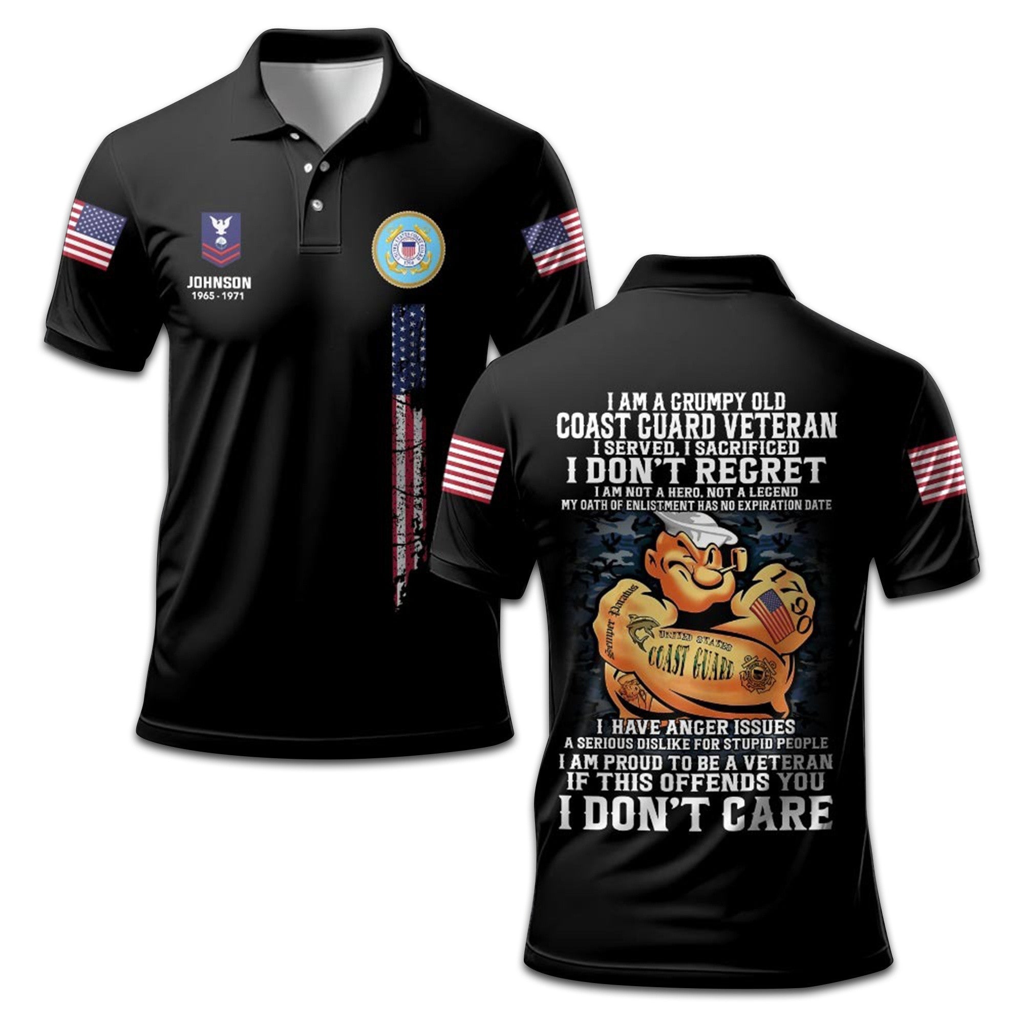 Premium Custom Name, Rank, Year USCG Polo Shirt VPVC207805, Gifts for Coast Guard Veteran, Gifts For Dad, Gifts On Father's Day, Independence Day, Veterans Day.