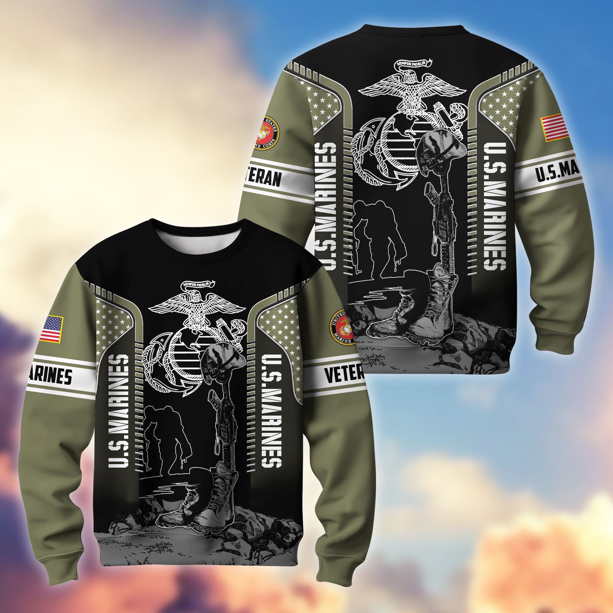 Premium US Veterans Sweatshirt BPHN170213, Gifts For US Veterans, Gifts On Father's Day, Memorial Day, Armed Forces Day, Independence Day, Veterans Day.