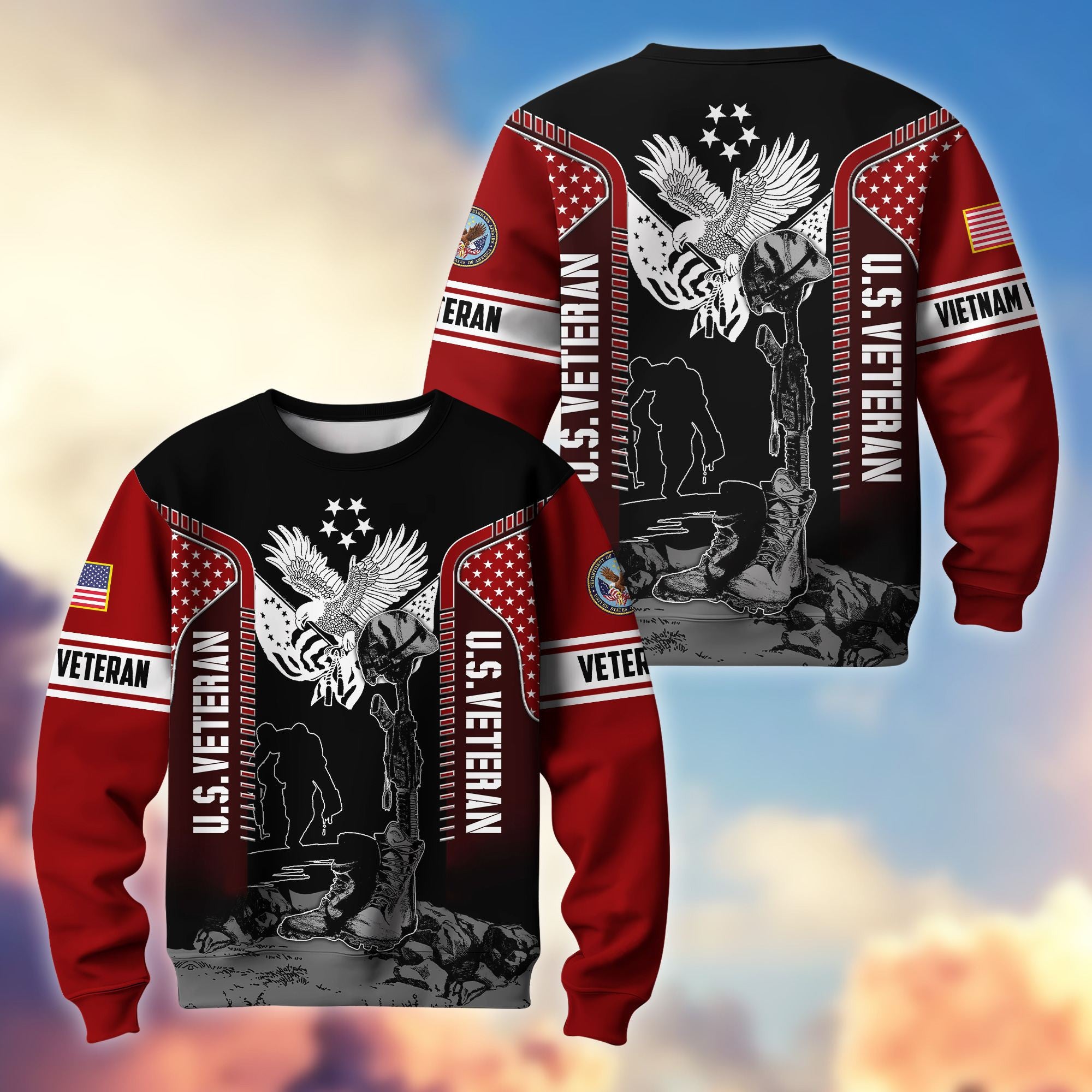 Premium US Veterans Sweatshirt BPHN170213, Gifts For US Veterans, Gifts On Father's Day, Memorial Day, Armed Forces Day, Independence Day, Veterans Day.