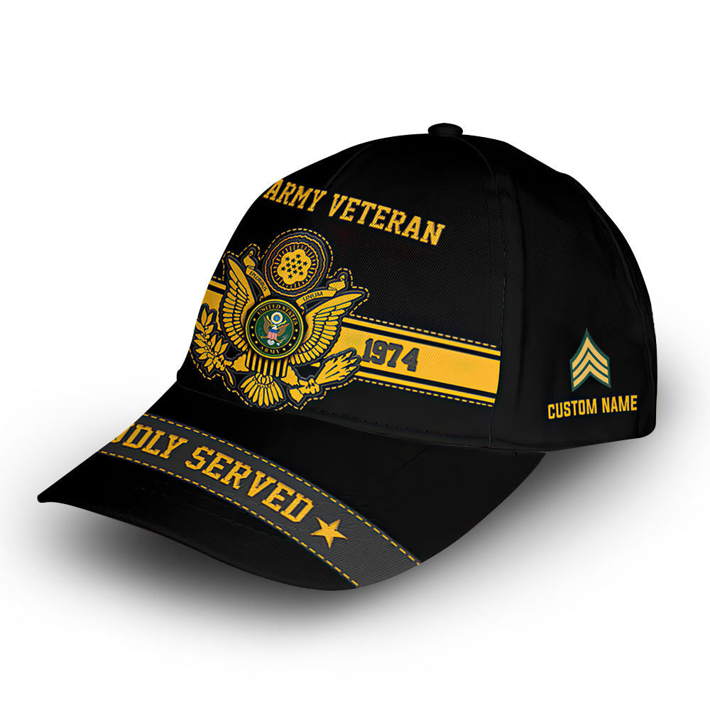 Premium US Army Veteran Custom Cap VPVC006101, Gifts For Army Veteran, Best Gifts On Father's Day, Armed Force Day, Independence Day, Veterans Day.
