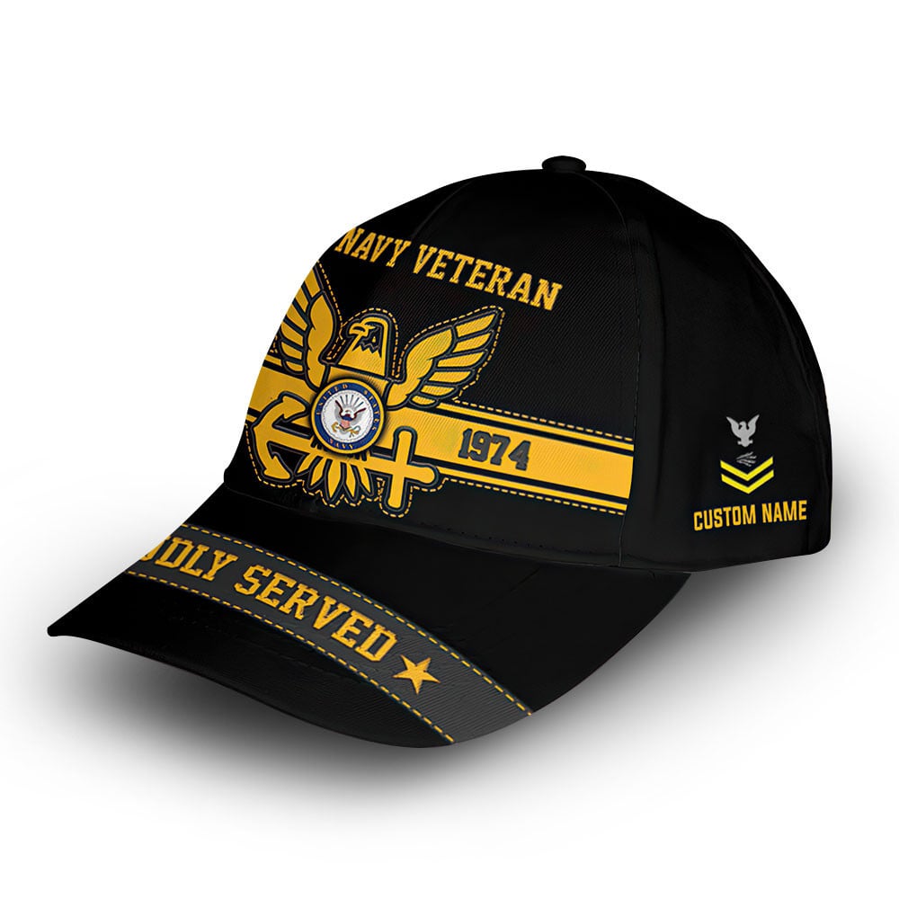 Premium US Navy Veteran Custom Cap VPVC006102, Gifts For Navy Veteran, Best Gifts On Father's Day, Armed Force Day, Independence Day, Veterans Day.