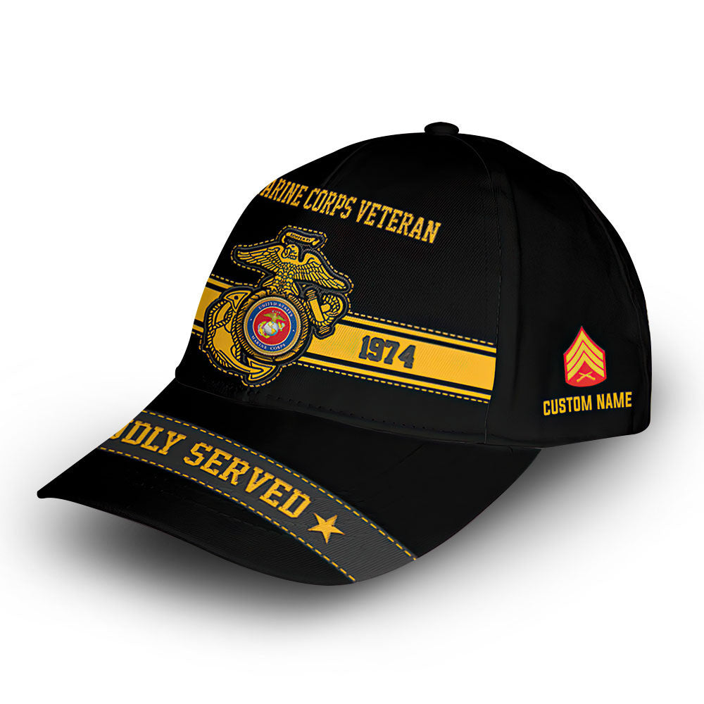 Premium USMC Veteran Custom Cap VPVC006103, Gifts For Marine Veteran, Best Gifts On Father's Day, Armed Force Day, Independence Day, Veterans Day.