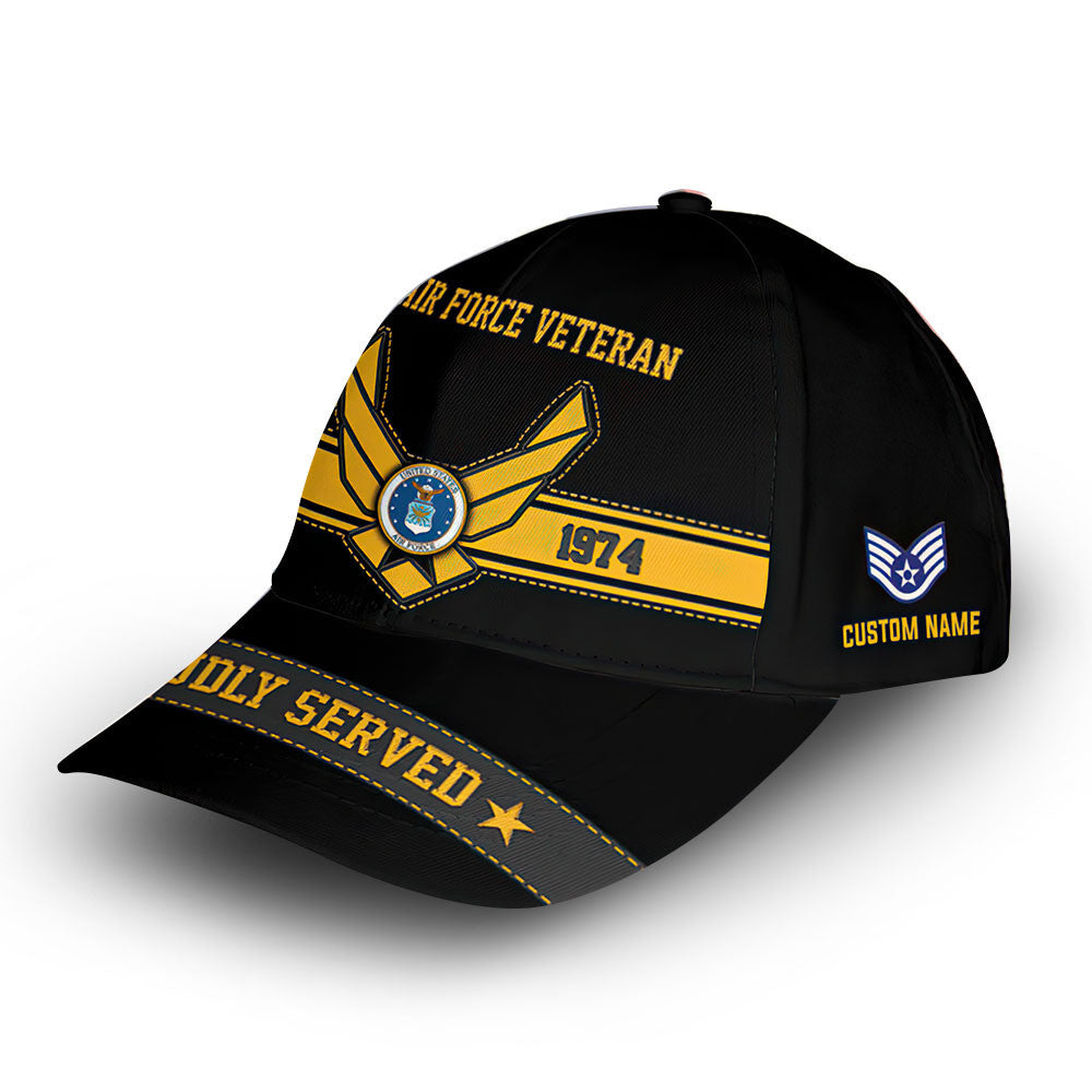 Premium USAF Veteran Custom Cap VPVC006104, Gifts For Air Force Veteran, Best Gifts On Father's Day, Armed Force Day, Independence Day, Veterans Day.