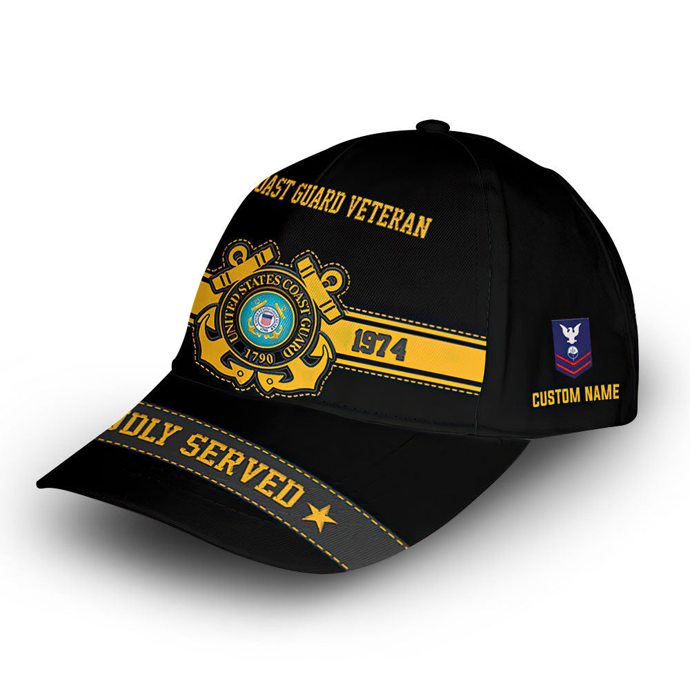 Premium USCG Veteran Custom Cap VPVC006105, Gifts For Coast Guard Veteran, Best Gifts On Father's Day, Armed Force Day, Independence Day, Veterans Day.