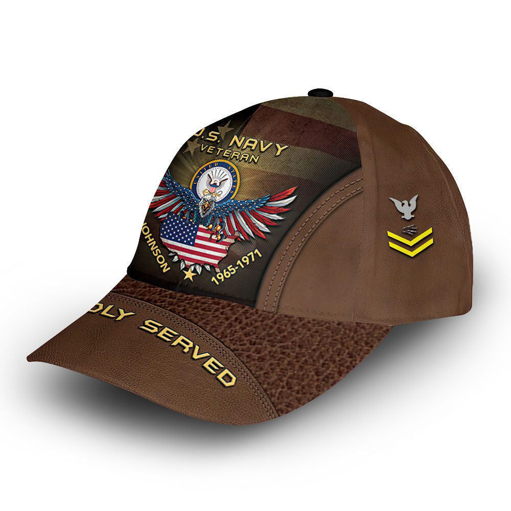 US Navy Custom Cap VPVC006402, Gifts For Navy Veteran, Best Gifts On Father's Day, Armed Forces Day, Independence Day, Veterans Day.