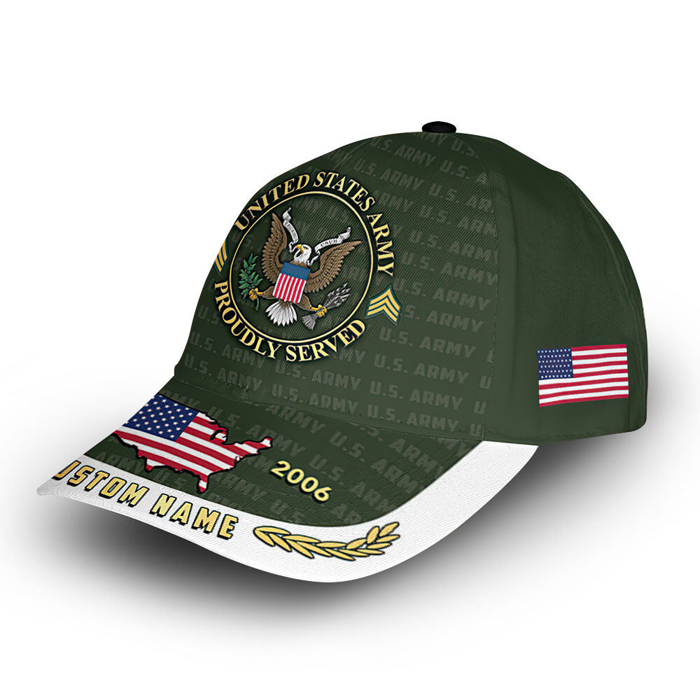 Unique Custom Name, Rank, Year, US Army Cap VPVC006601, Gifts For Army Veteran, Gifts For Dad, For Husband, Best Gifts On Father's Day, Independence Day, Veterans Day.