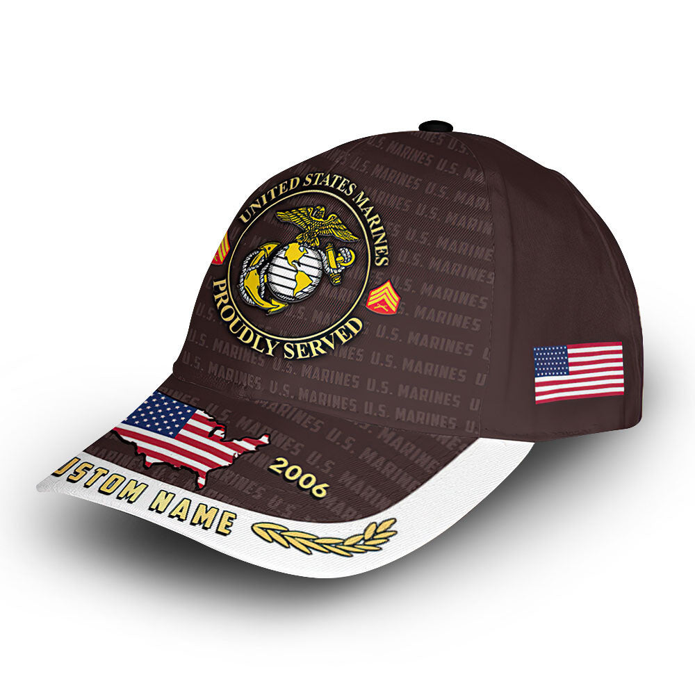Unique Custom Name, Rank, Year, USMC Cap VPVC006603, Gifts For Marine Veteran, Gifts For Dad, For Husband, Best Gifts On Father's Day, Independence Day, Veterans Day.