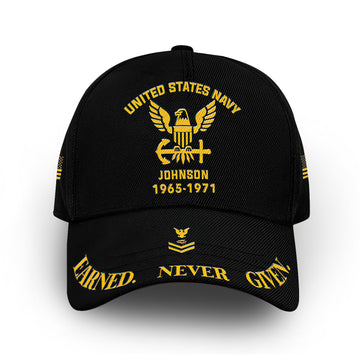 Premium Custom Name, Rank, Year, US Navy Cap VPVC007102, Gifts For Navy Veteran, Best Gifts On Father's Day, Independence Day, Veterans Day.