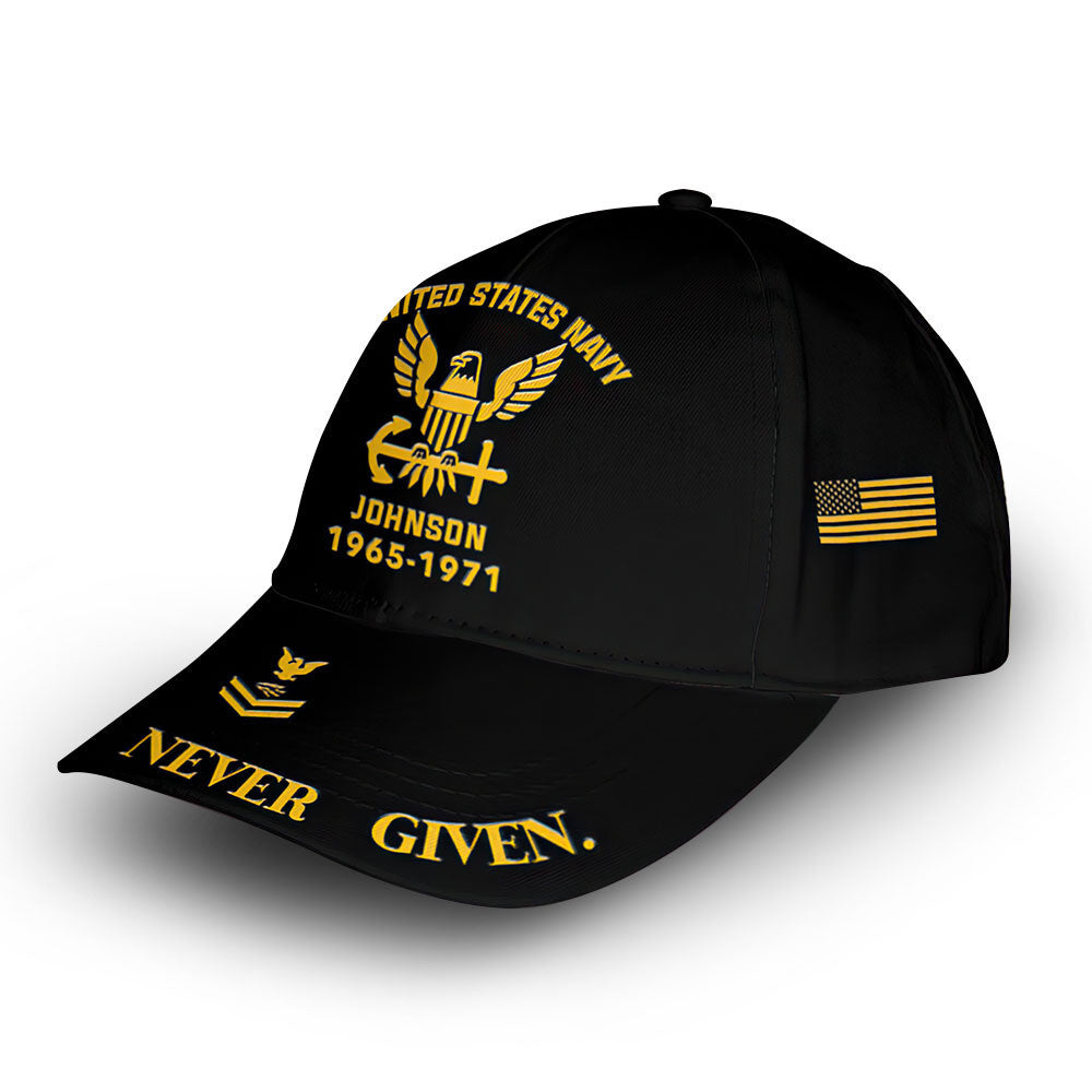Premium Custom Name, Rank, Year, US Navy Cap VPVC007102, Gifts For Navy Veteran, Best Gifts On Father's Day, Independence Day, Veterans Day.