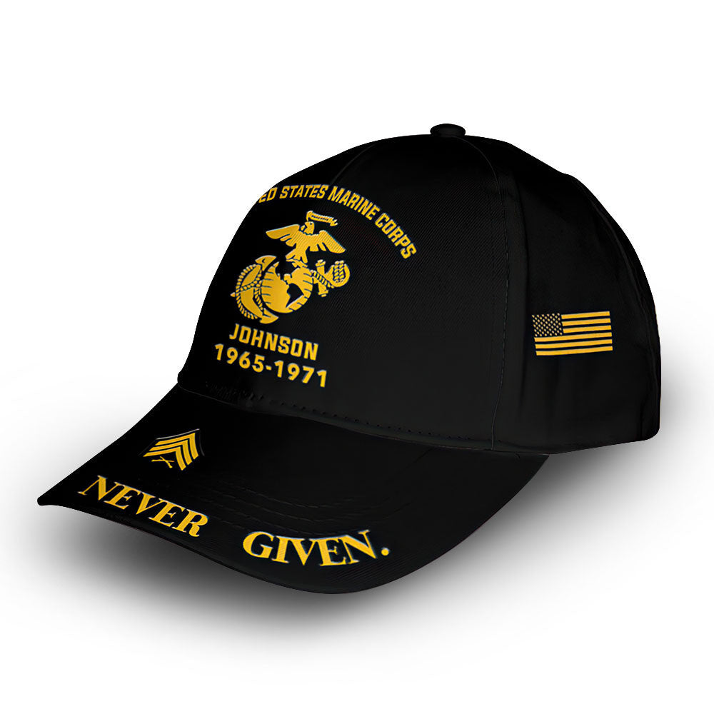 Premium Custom Name, Rank, Year, USMC Cap VPVC007103, Gifts For Marine Veteran, Best Gifts On Father's Day, Independence Day, Veterans Day.