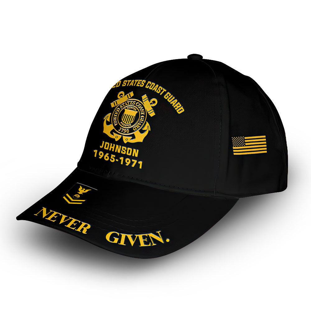 Premium Custom Name, Rank, Year, USCG Cap VPVC007105, Gifts For Coast Guard Veteran, Best Gifts On Father's Day, Independence Day, Veterans Day.