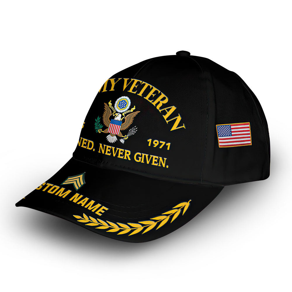 Premium Custom Name, Rank, Year, US Army Cap VPVC007201, Gifts For Army Veteran, Gifts For Dad, For Husband, Best Gifts On Father's Day, Independence Day, Veterans Day.