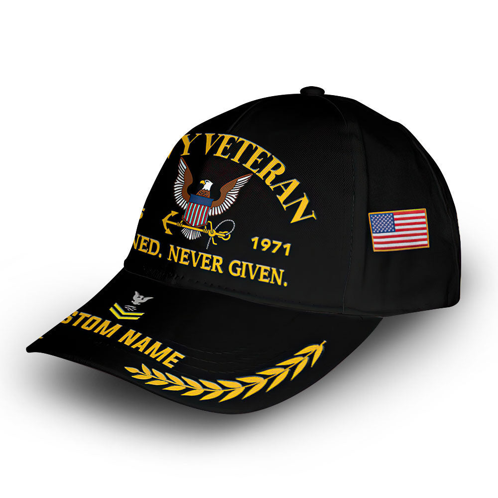 Premium Custom Name, Rank, Year, US Navy Cap VPVC007202, Gifts For Navy Veteran, Best Gifts On Father's Day, Independence Day, Veterans Day.