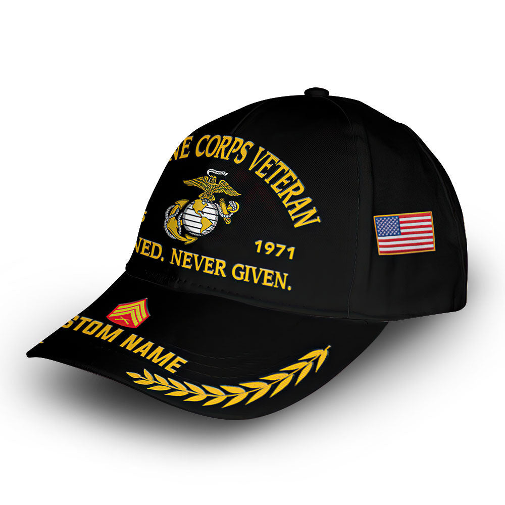 Premium Custom Name, Rank, Year, USMC Cap VPVC007203, Gifts For Marine Veteran, Best Gifts On Father's Day, Independence Day, Veterans Day.