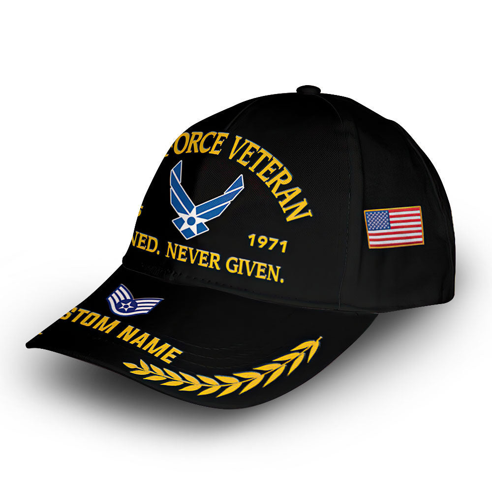 Premium Custom Name, Rank, Year, USAF Cap VPVC007204, Gifts For Air Force Veteran, Best Gifts On Father's Day, Independence Day, Veterans Day.
