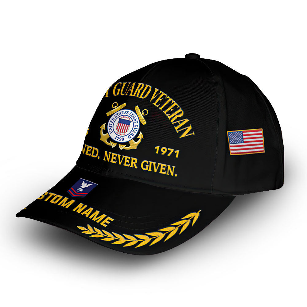 Premium Custom Name, Rank, Year, USCG Cap VPVC007205, Gifts For Coast Guard Veteran, Best Gifts On Father's Day, Independence Day, Veterans Day.