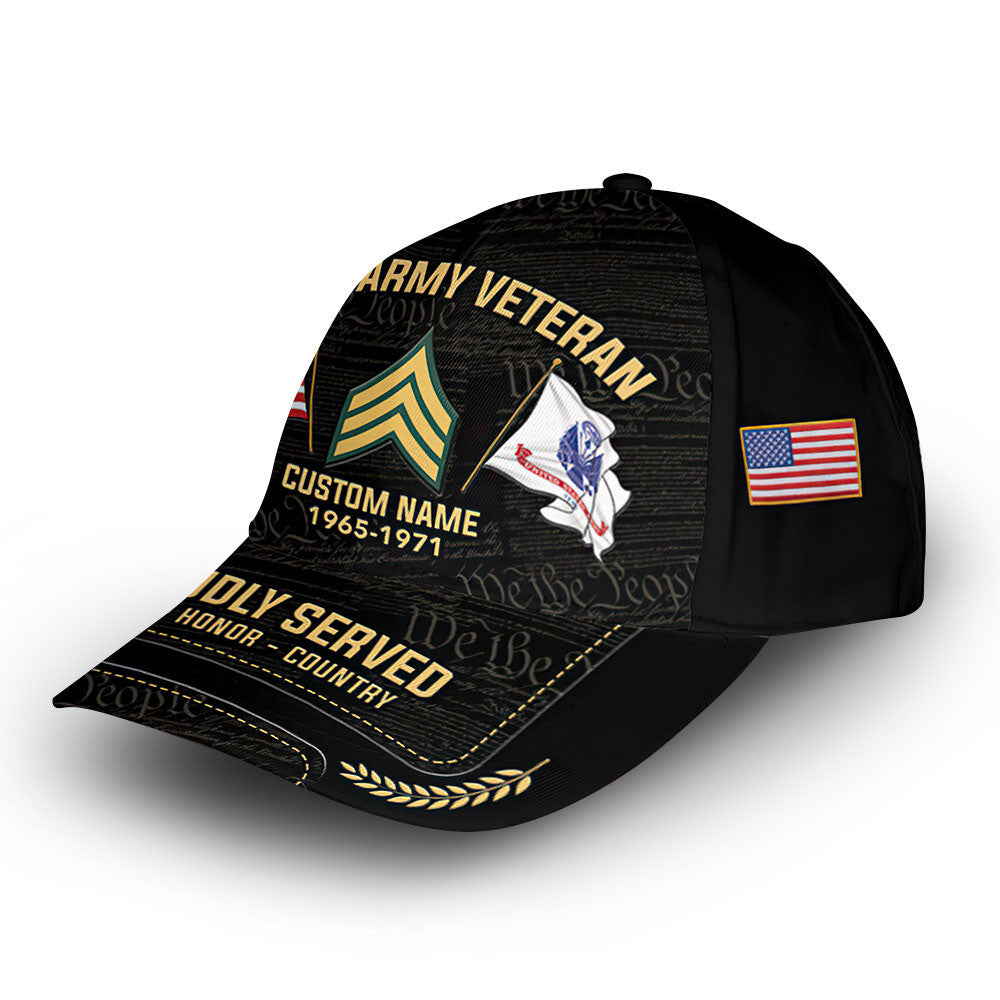 Unique Custom Name, Rank, Year, US Army Cap VPVC007401, Gifts For Army Veteran, Gifts For Dad, For Husband, Best Gifts On Father's Day, Independence Day, Veterans Day.